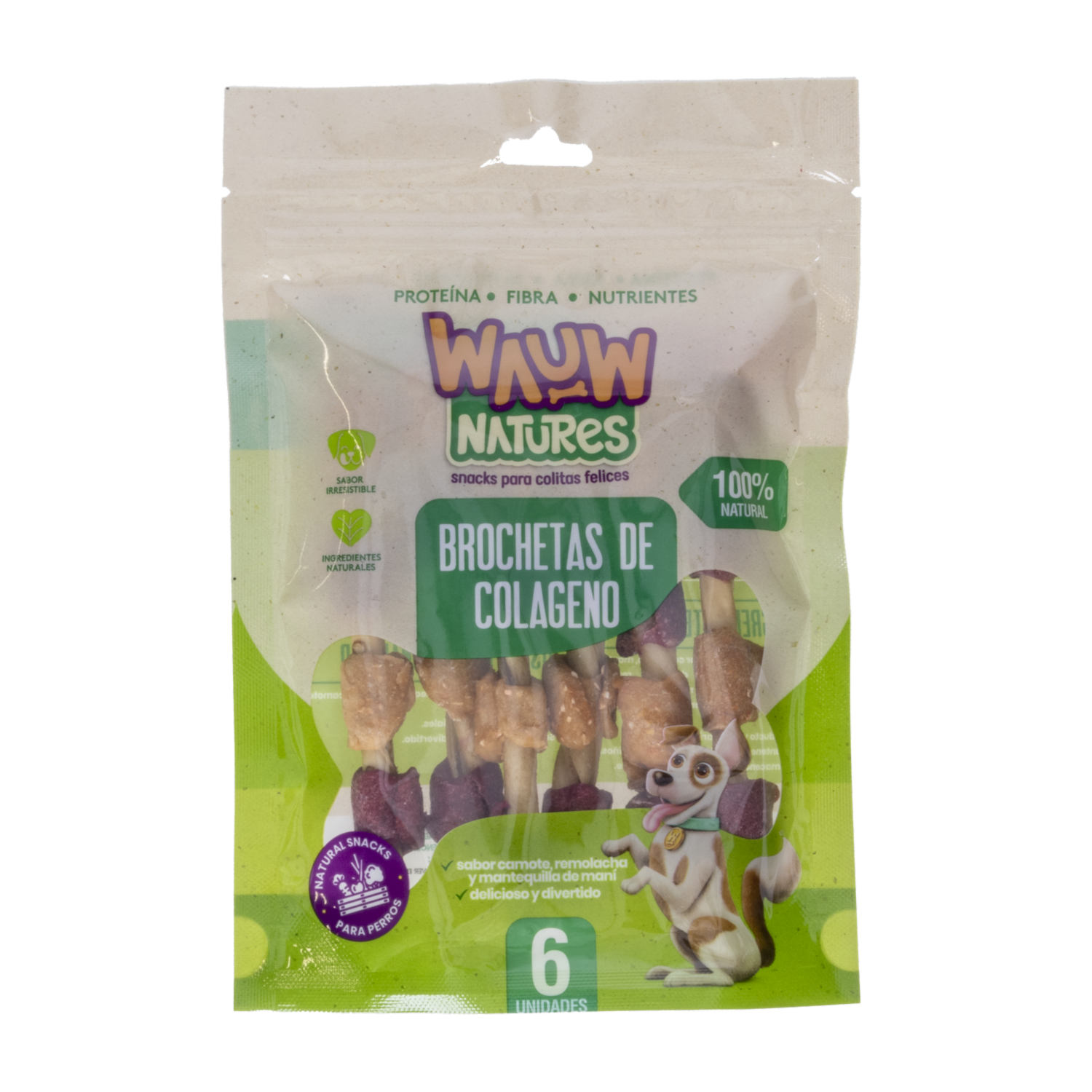 Snack Para Perros Brocheta De Colágeno WAUW X 6 Uds