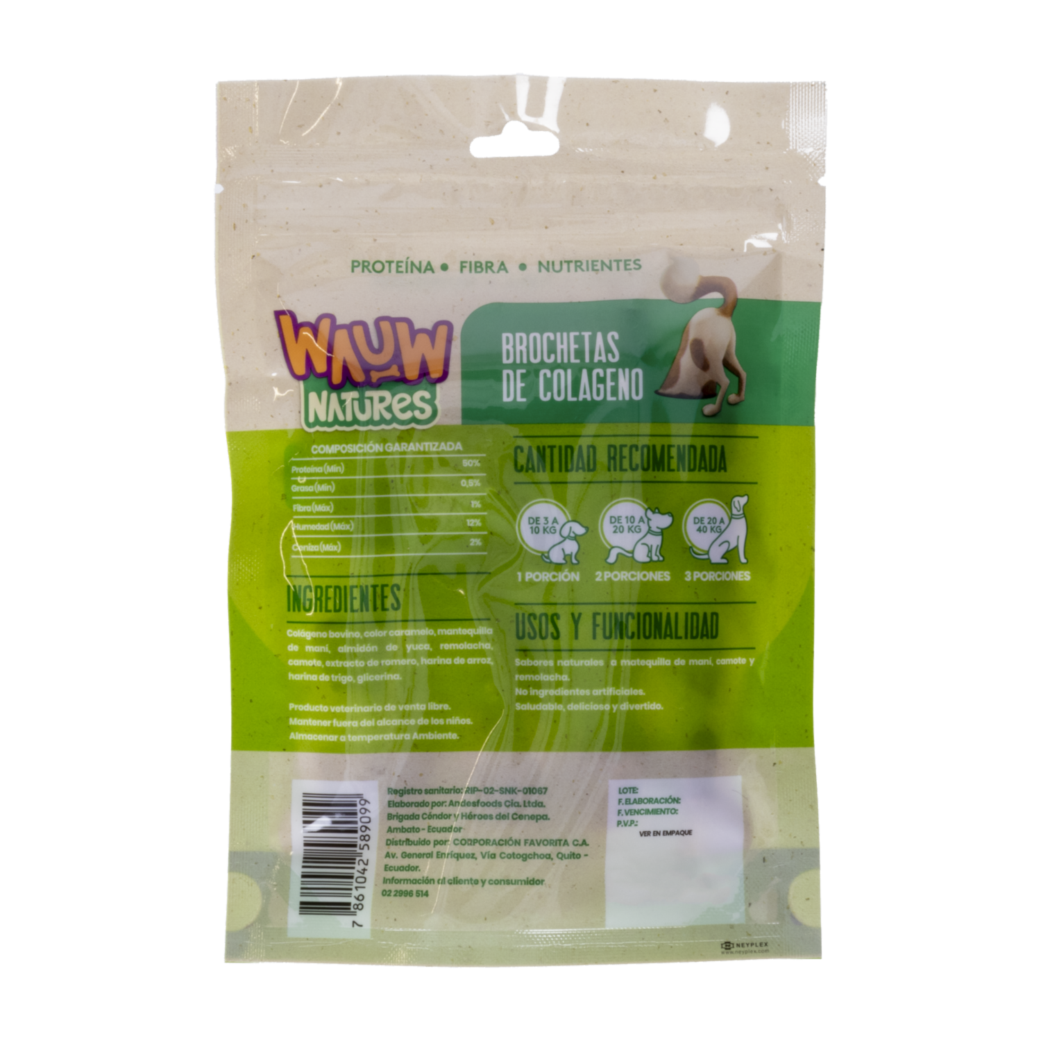 Snack Para Perros Brocheta De Colágeno WAUW X 6 Uds