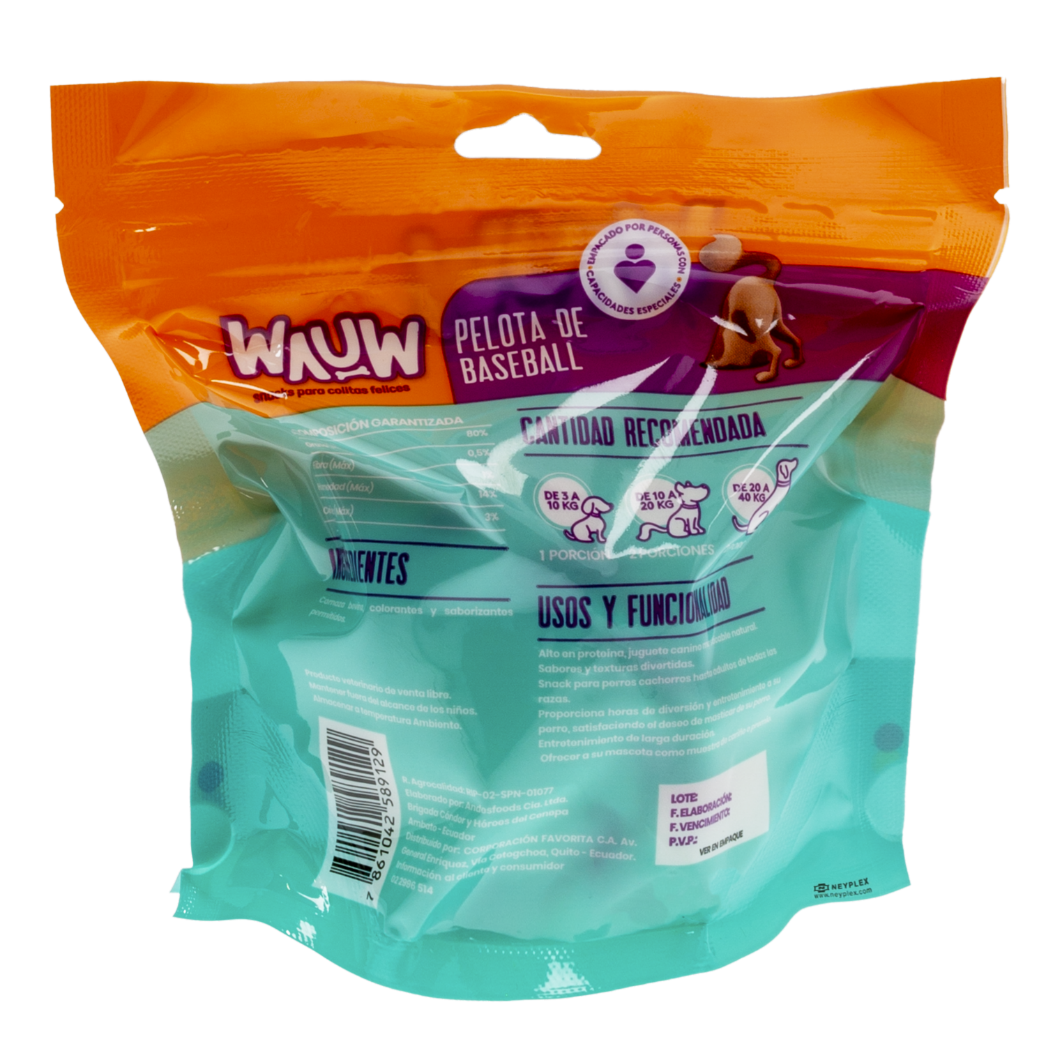 Snack Para Perros Pelotas Baseball De Carnaza WAUW 120 G