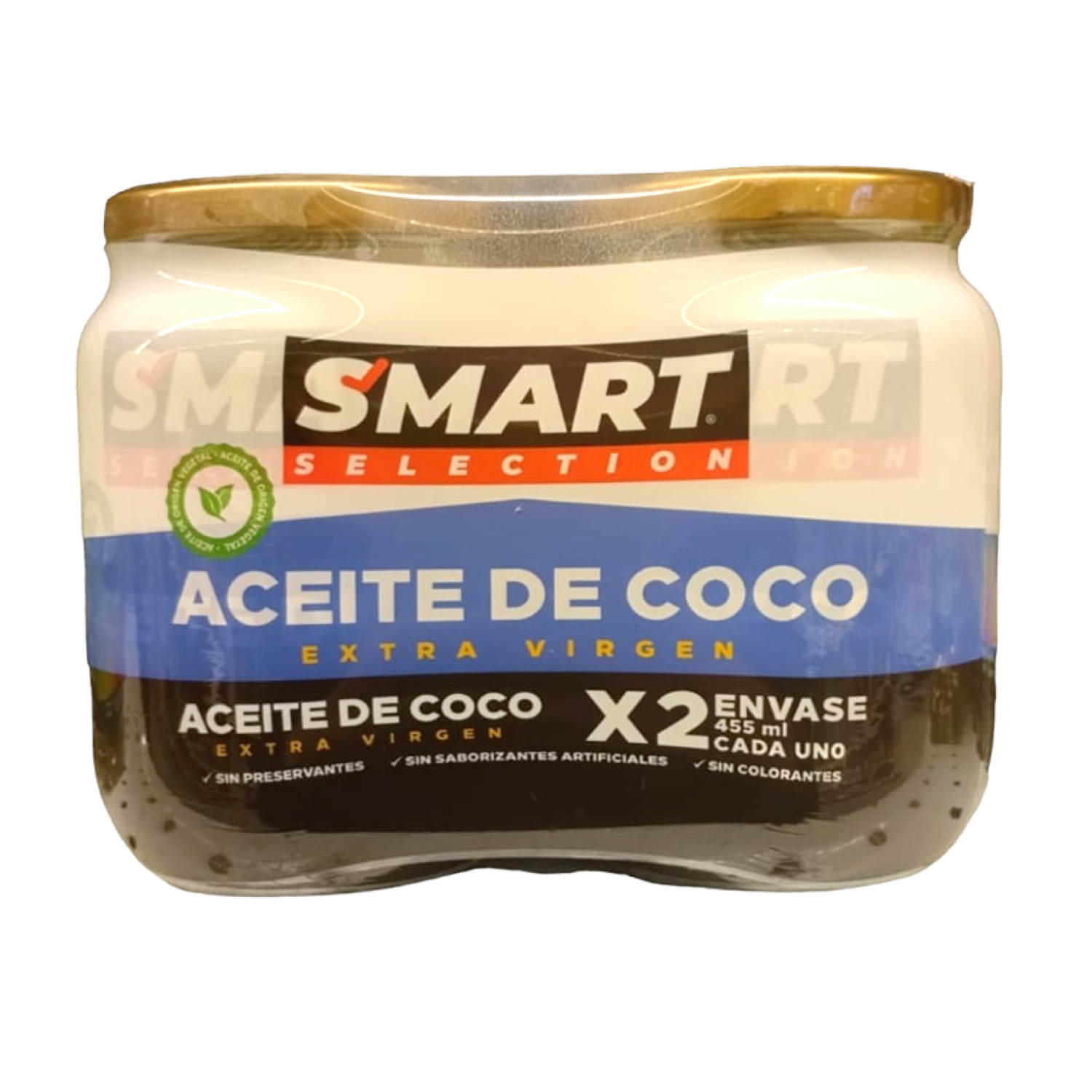 Aceite De Coco 100% Extra Virgen Sin Preservantes SMART SELECTION 2 X 455 Ml