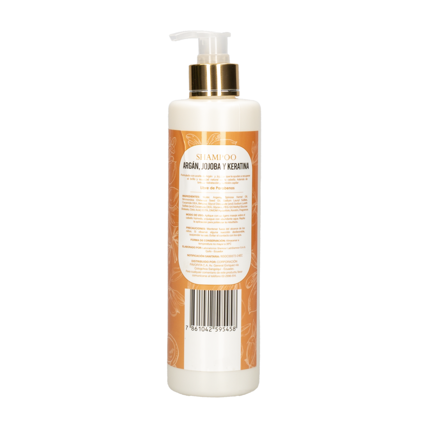 Shampoo De Cabello Con Argán Jojoba Y Keratina GAMA 400 Ml