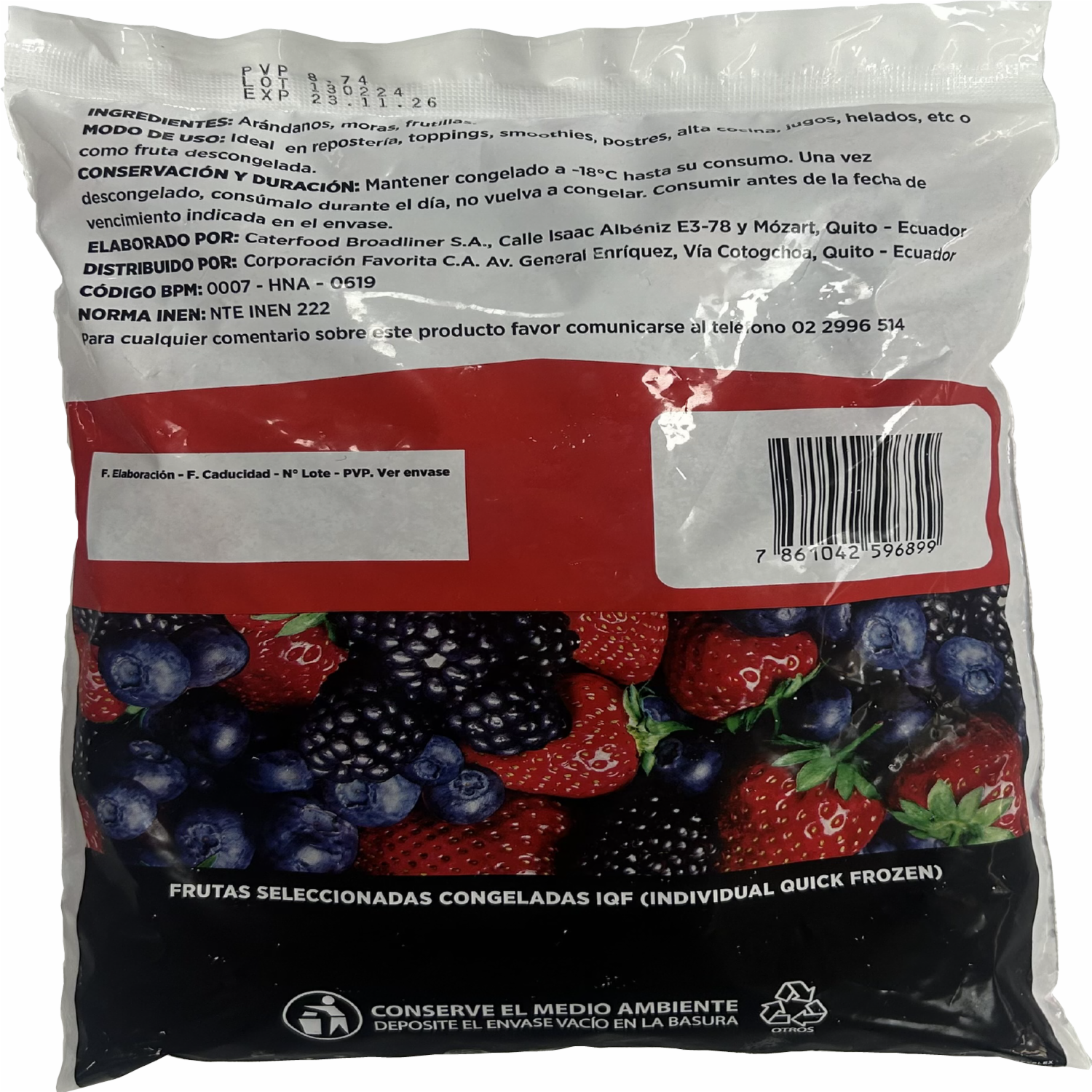 Mix Berries Congelados IQF SMART SELECTION 1 Kg
