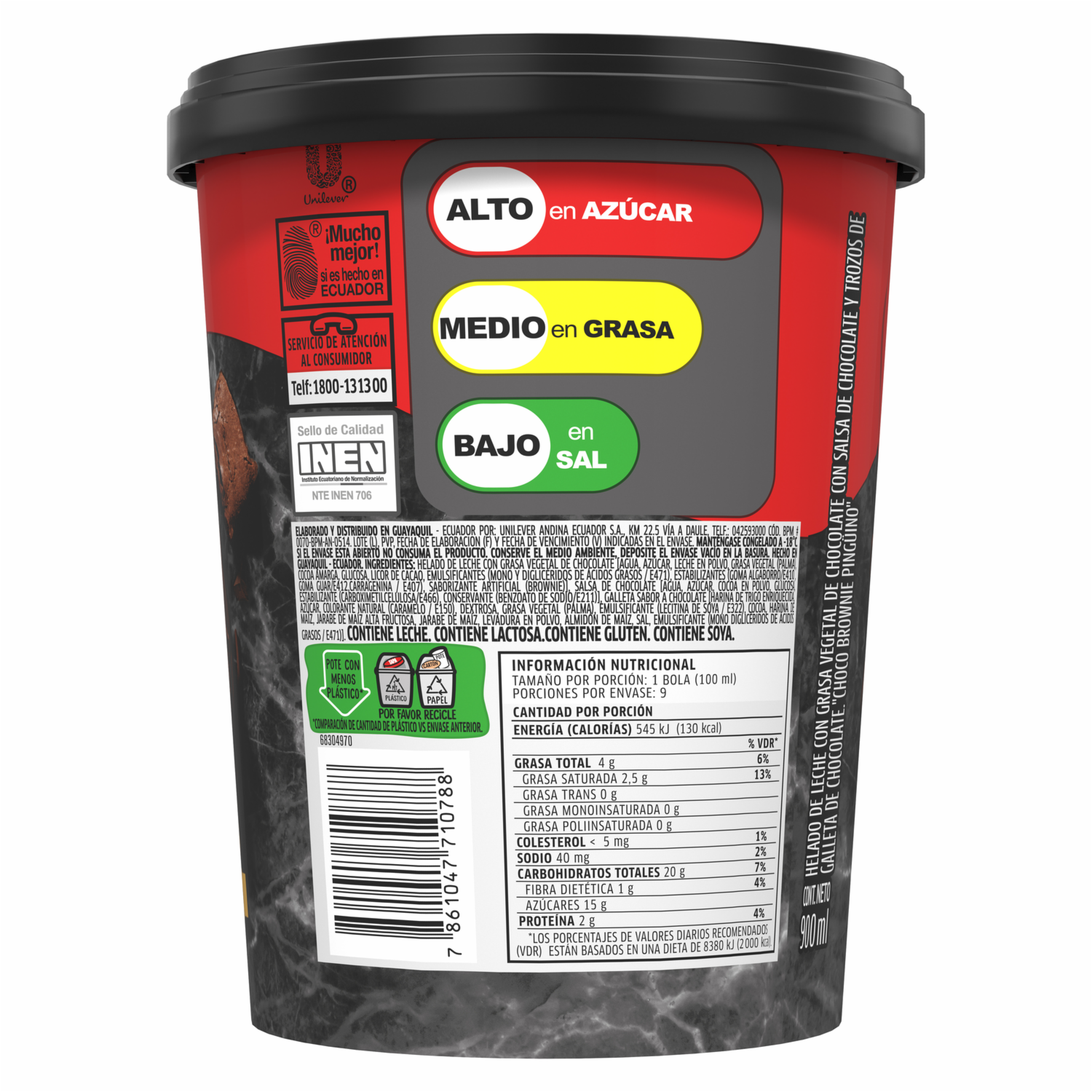 Helado Choco Brownie PINGÜINO 900 Ml