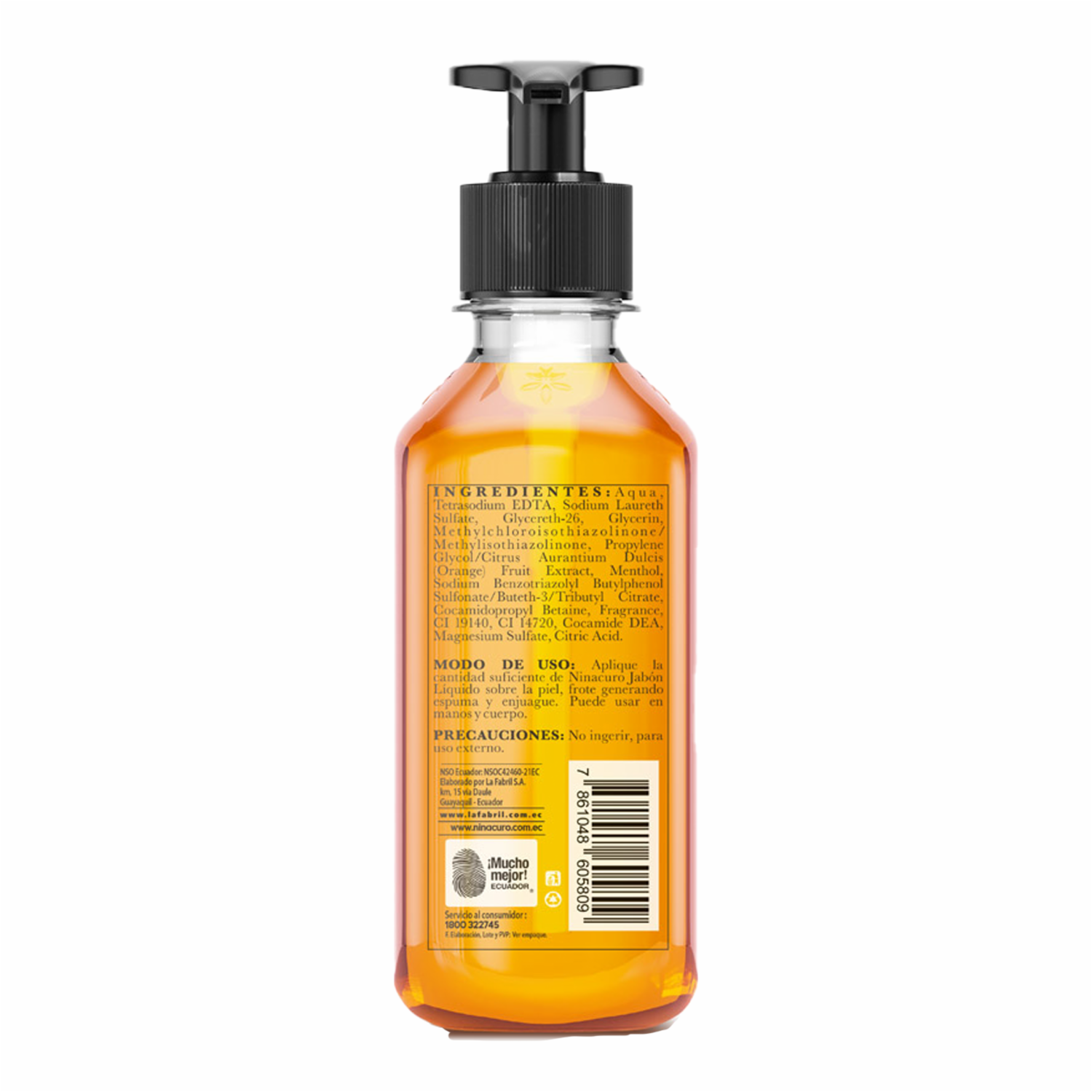 Jabón Líquido Brisa De Naranja Y Menta NINACURO 450 Ml