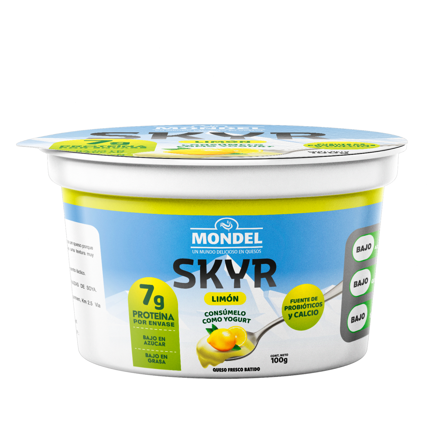 Queso Fresco Batido Sabor Limón Skyr MONDEL 100 G
