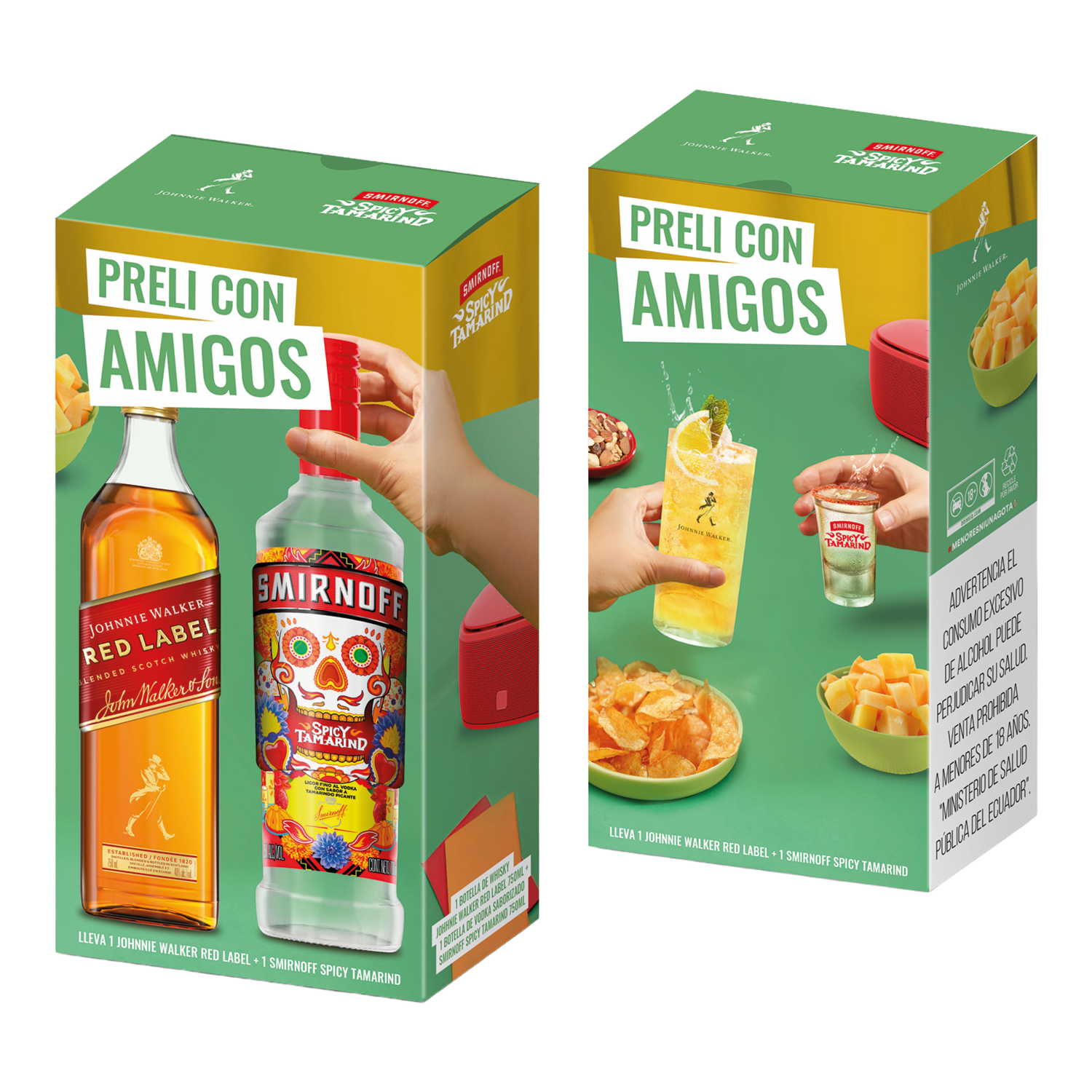 Pack De Licores Johnnie Walker Red +Smirnoff Tamarindo JOHNNIE WALKER 2 X 725 Ml