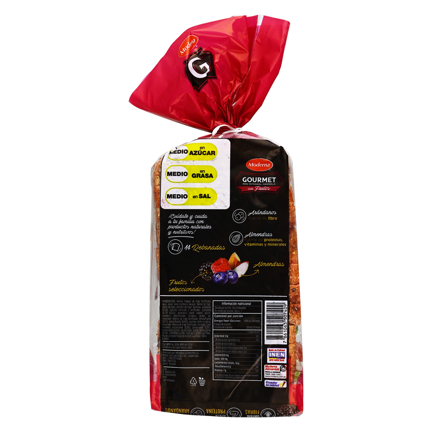 Pan Gourmet Frutos Rojos & Almendras MODERNA 500 G