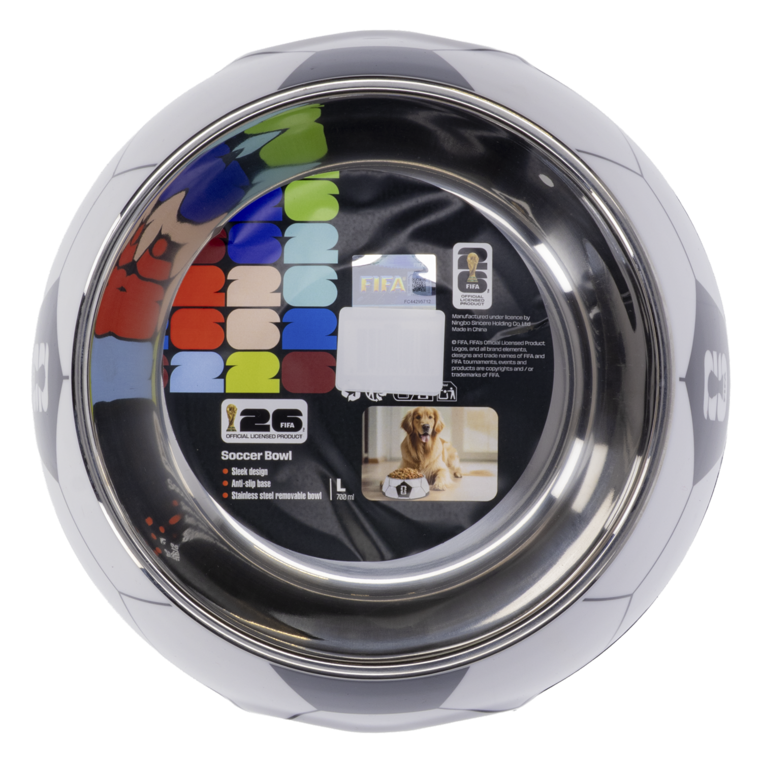 Tazón Para Perros Blanco Y Negro FIFA 700 Ml
