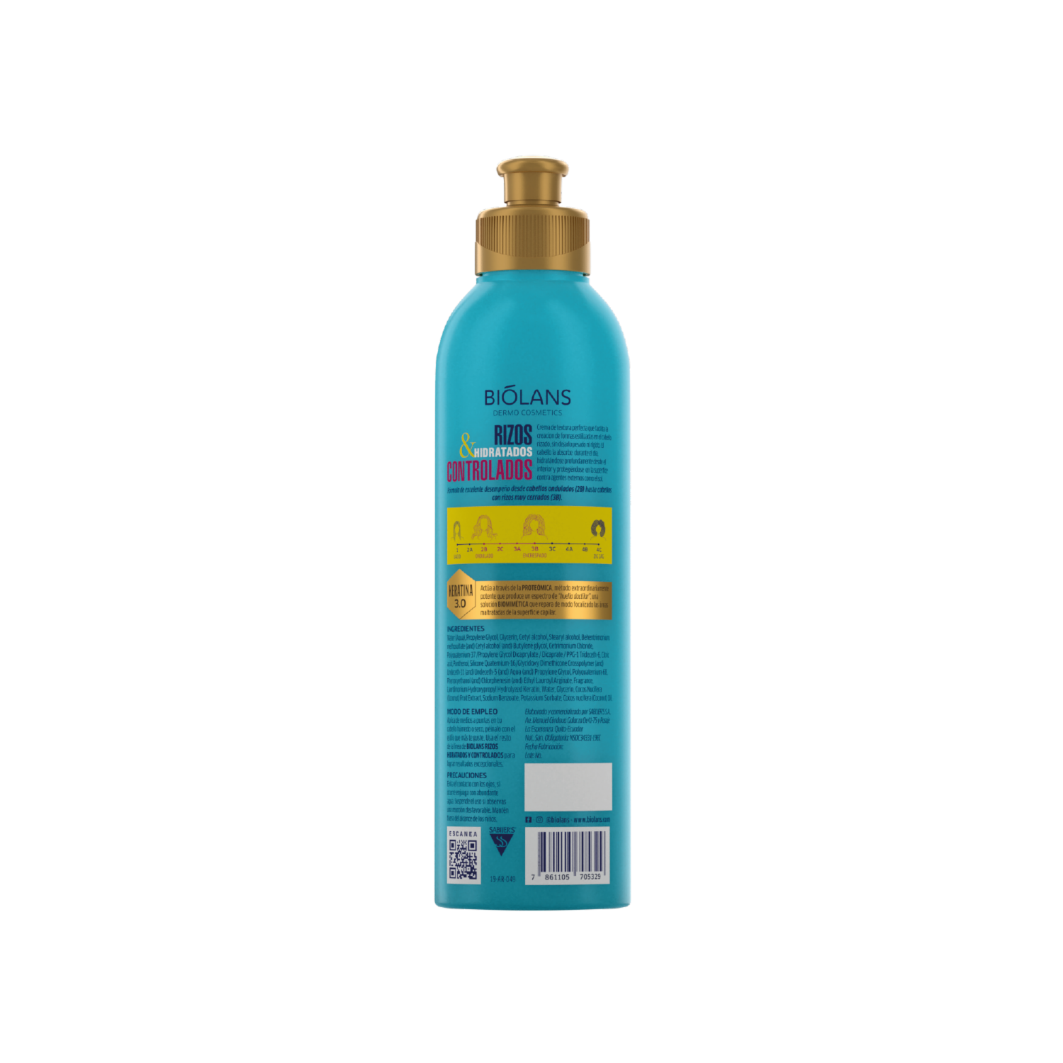 Crema Para Peinar Rizos Hidratados & Controlados BIÓLANS 250 Ml