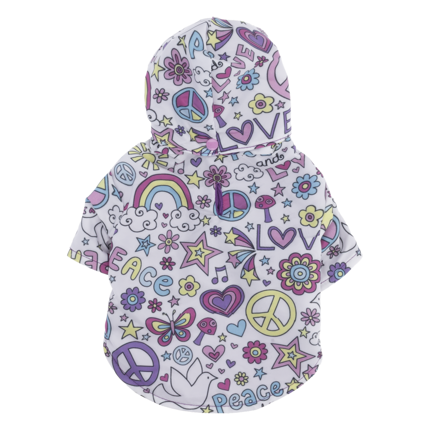 Poncho Para Perro Impermeable Diseño Peace THE PET FACTORY Talla Extra Extra Pequeño