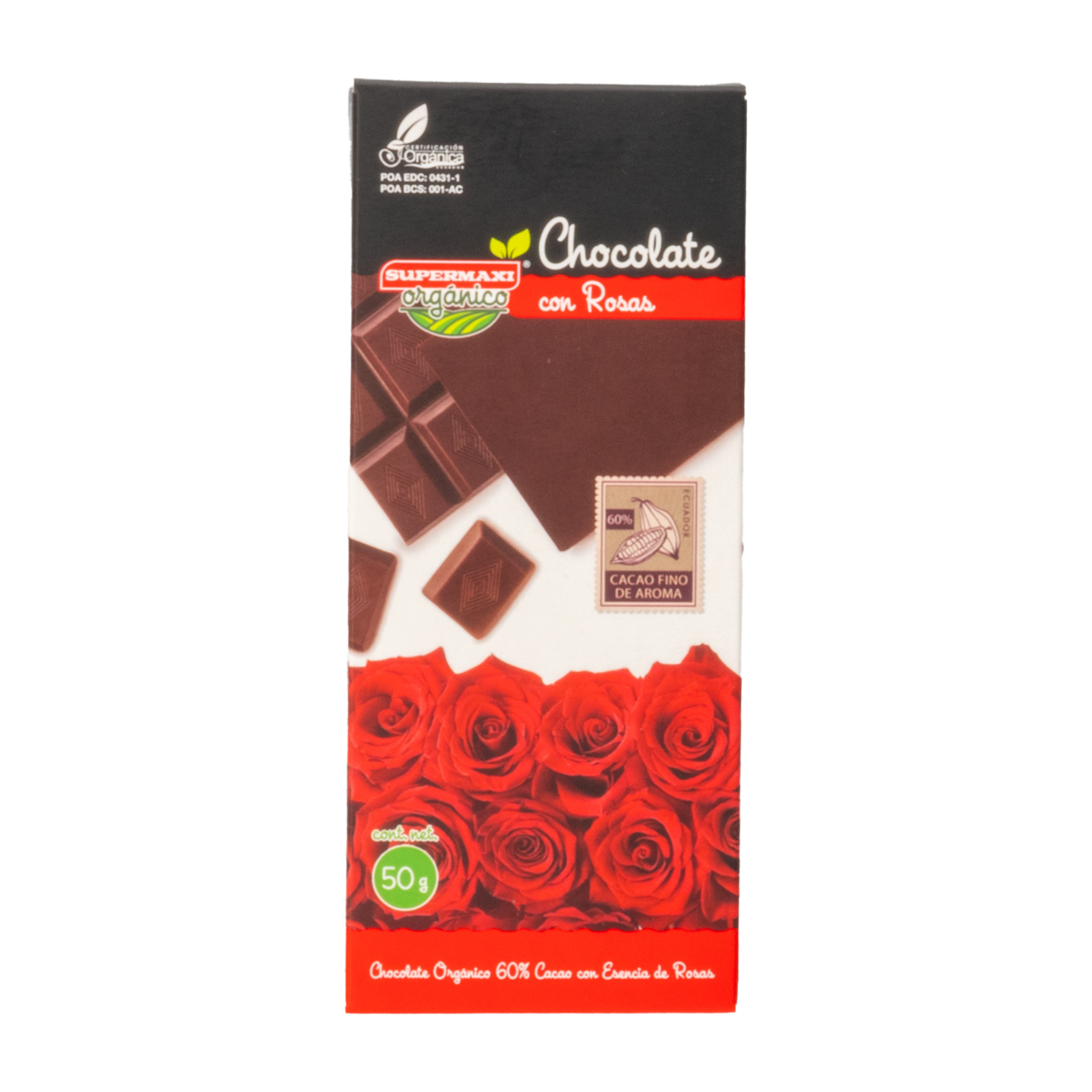 Chocolate Orgánico Con Rosas SUPERMAXI 50 G