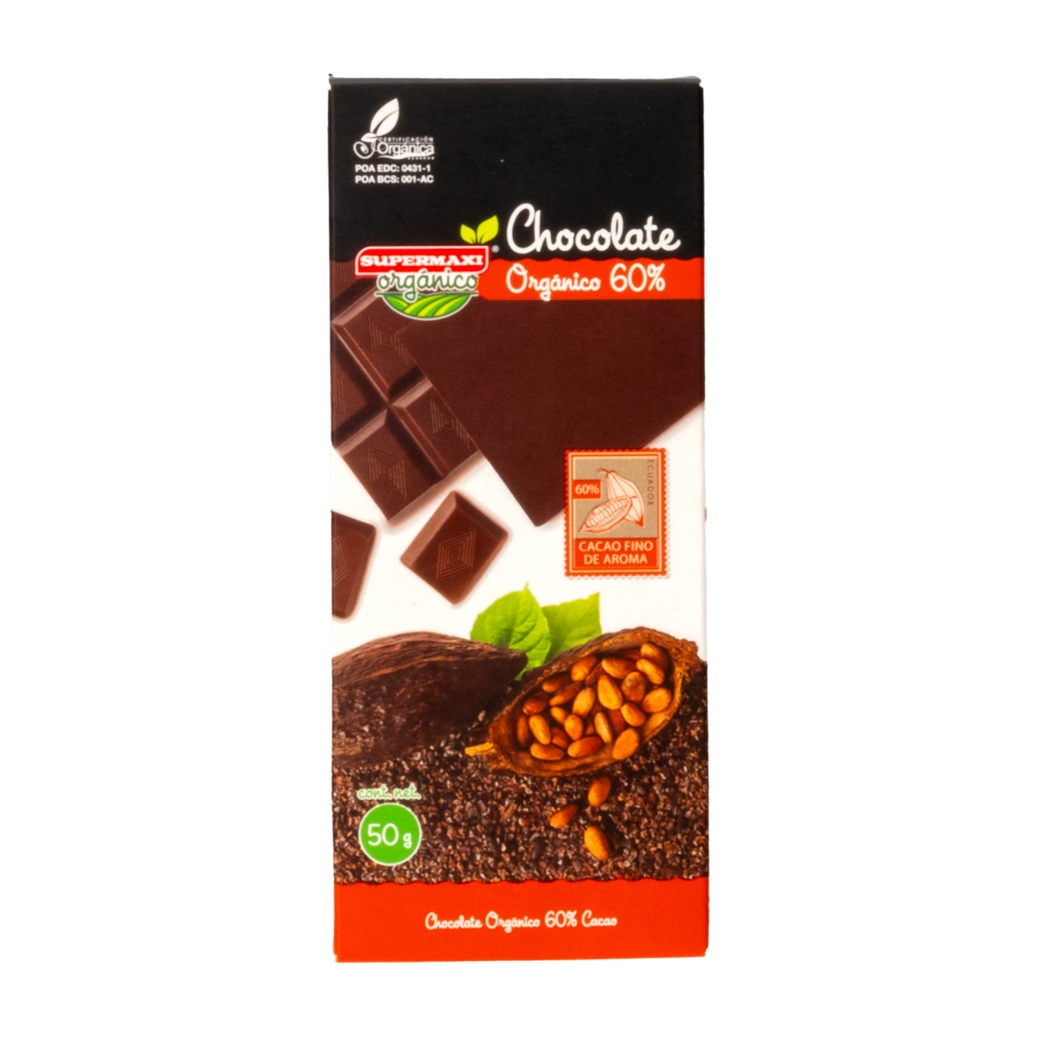 Chocolate Orgánico 60% SUPERMAXI 50 G