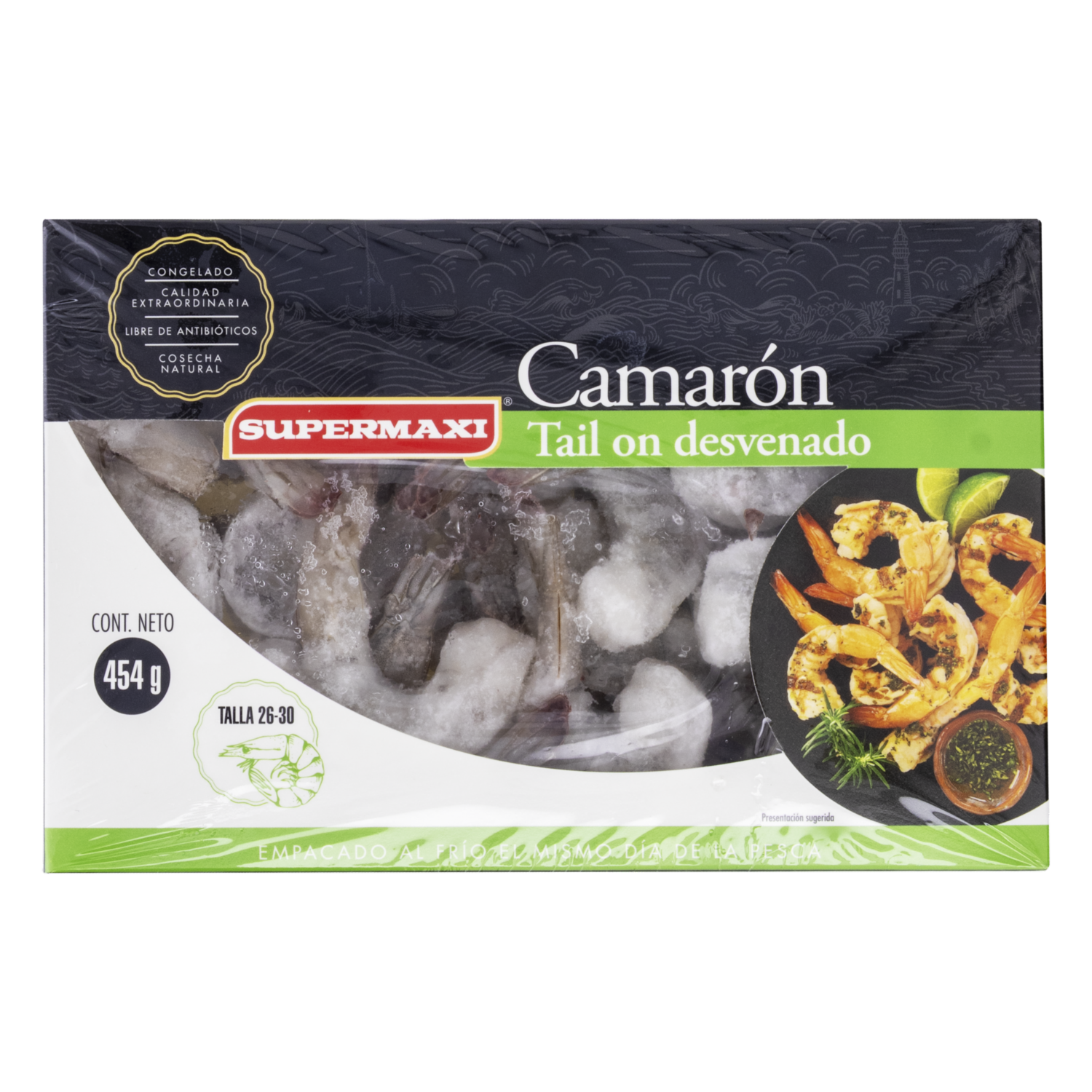 Camarón Tail On Pelado Y Desvenado Talla 26-30 SUPERMAXI 454 G