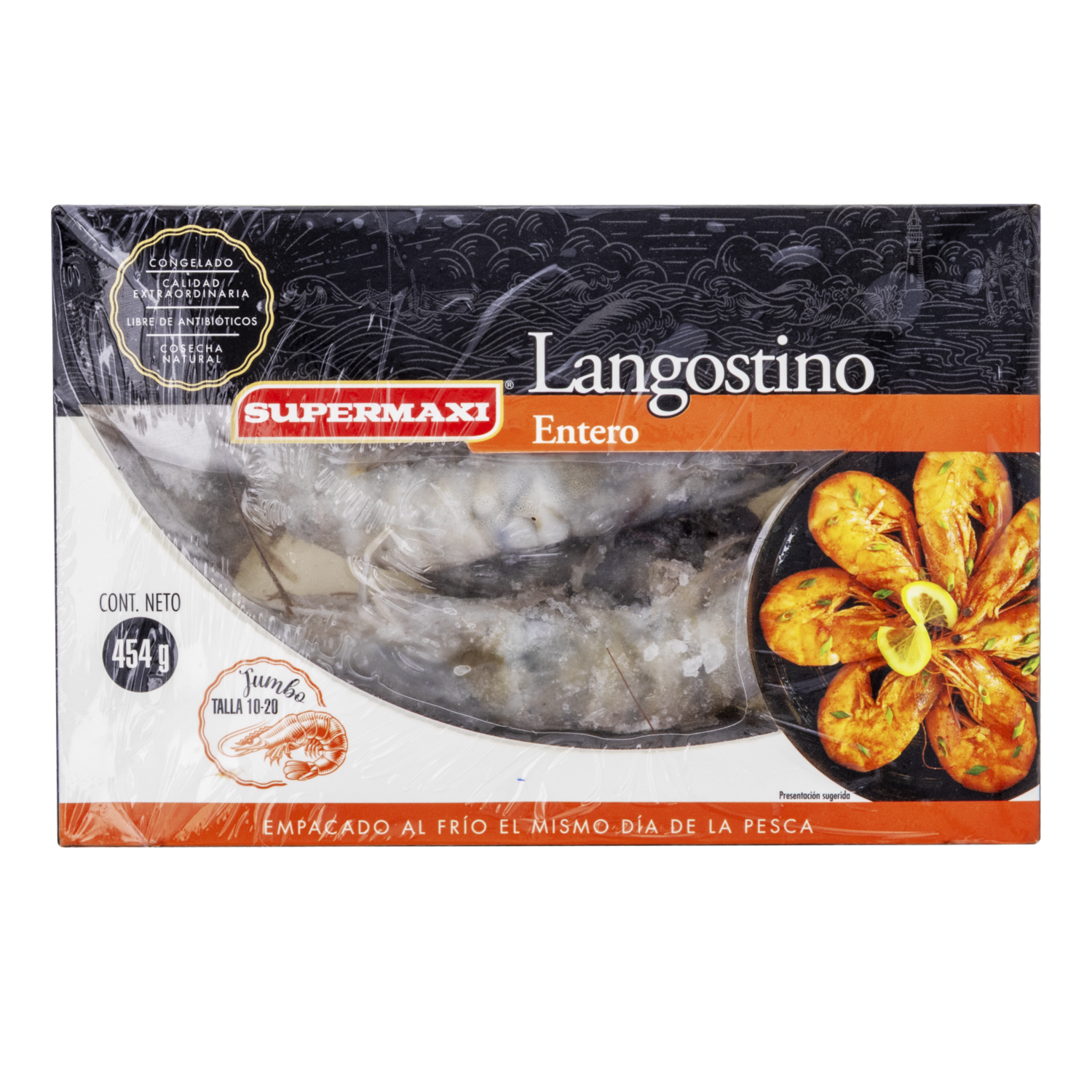 Langostino Entero Jumbo Talla 10-20 SUPERMAXI 454 G