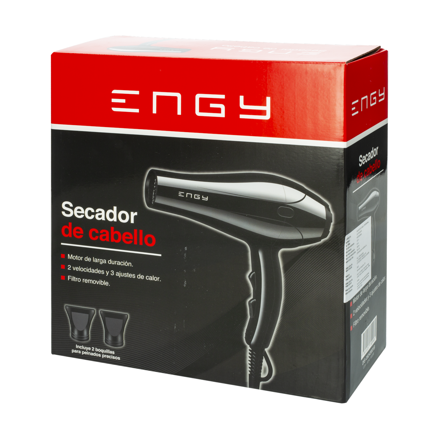Secador De Cabello 2 Velocidades 3 Ajustes De Calor 1600 Watts ENGY DIS-09243001B
