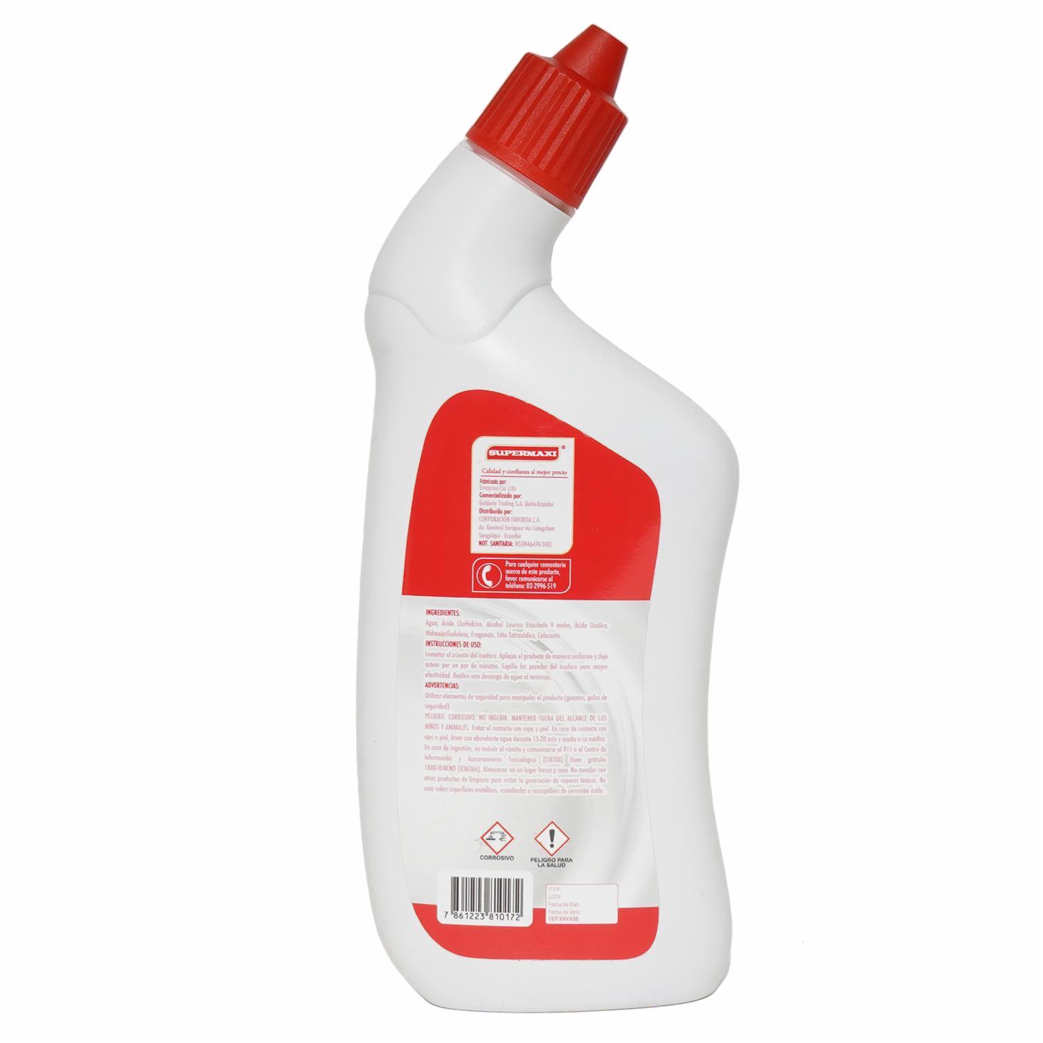 Limpiador De Inodoros En Gel Destructor De Sarro Y Mugre SUPERMAXI 500 Ml