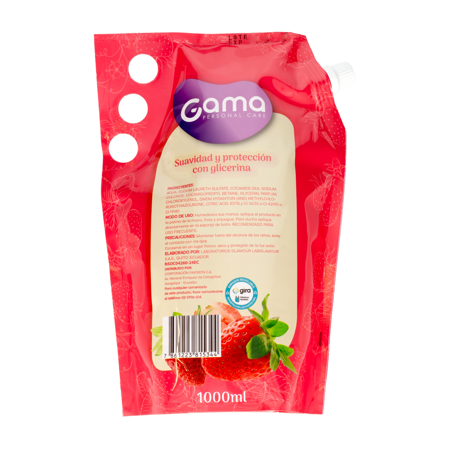 Jabón Líquido Fragancia Fresa GAMA 1000 Ml