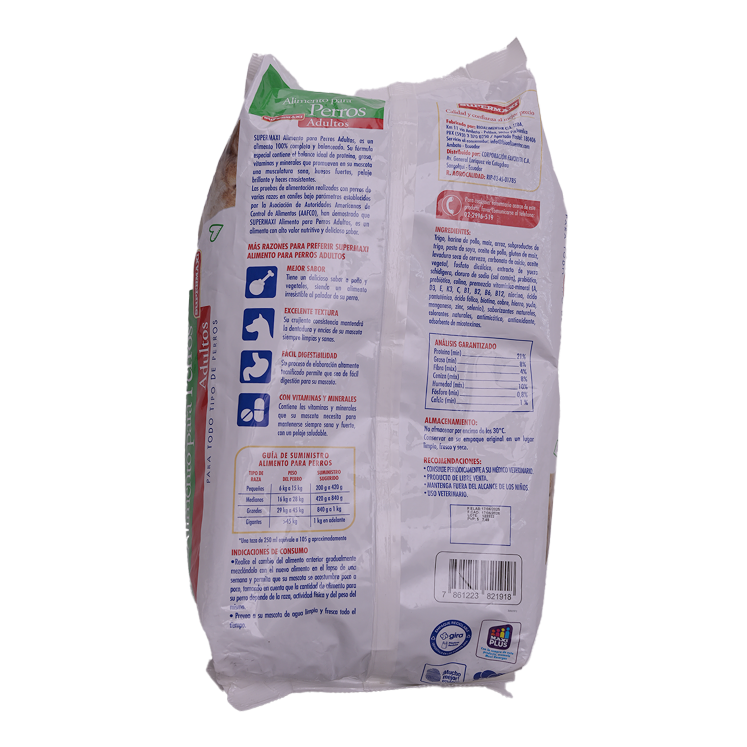 Alimento Para Perros Adulto Sabor A Pollo SUPERMAXI 2 Kg