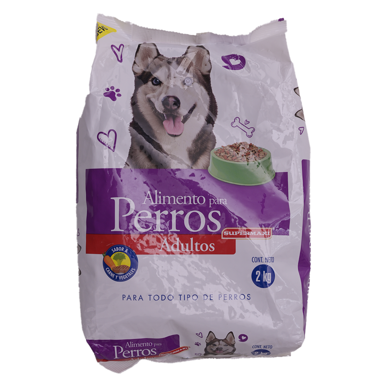 Alimento Para Perros Adulto Sabor A Carne Y Vegetales SUPERMAXI 2 Kg
