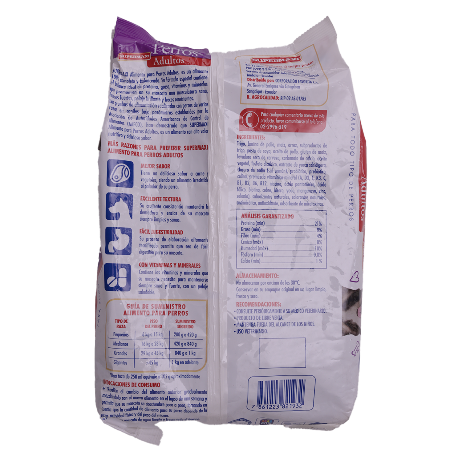 Alimento Para Perros Adulto Sabor A Carne Y Vegetales SUPERMAXI 2 Kg