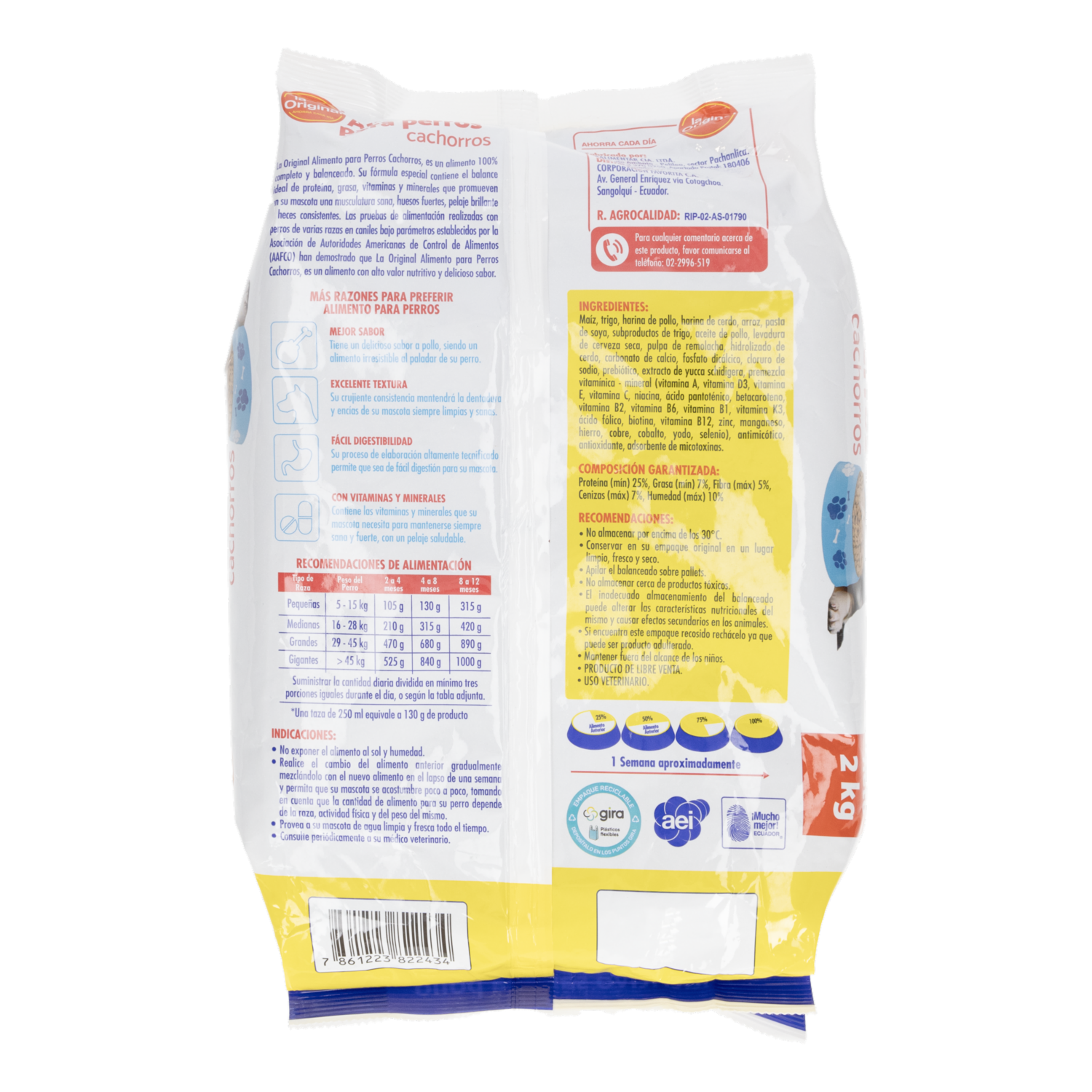 Alimento Para Perros Cachorros  Sabor A Pollo LA ORIGINAL 2 Kg