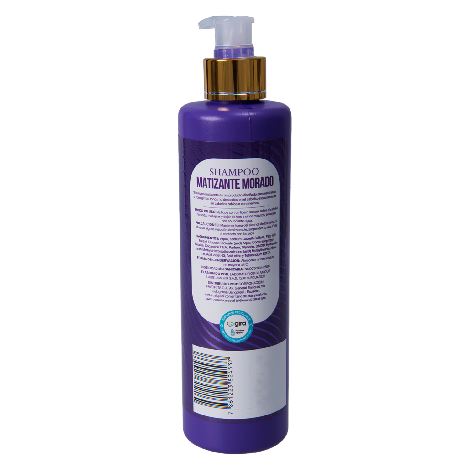 Shampoo De Cabello Matizante Morado Anti-Amarillo Para Cabellos Rubios GAMA 400 Ml