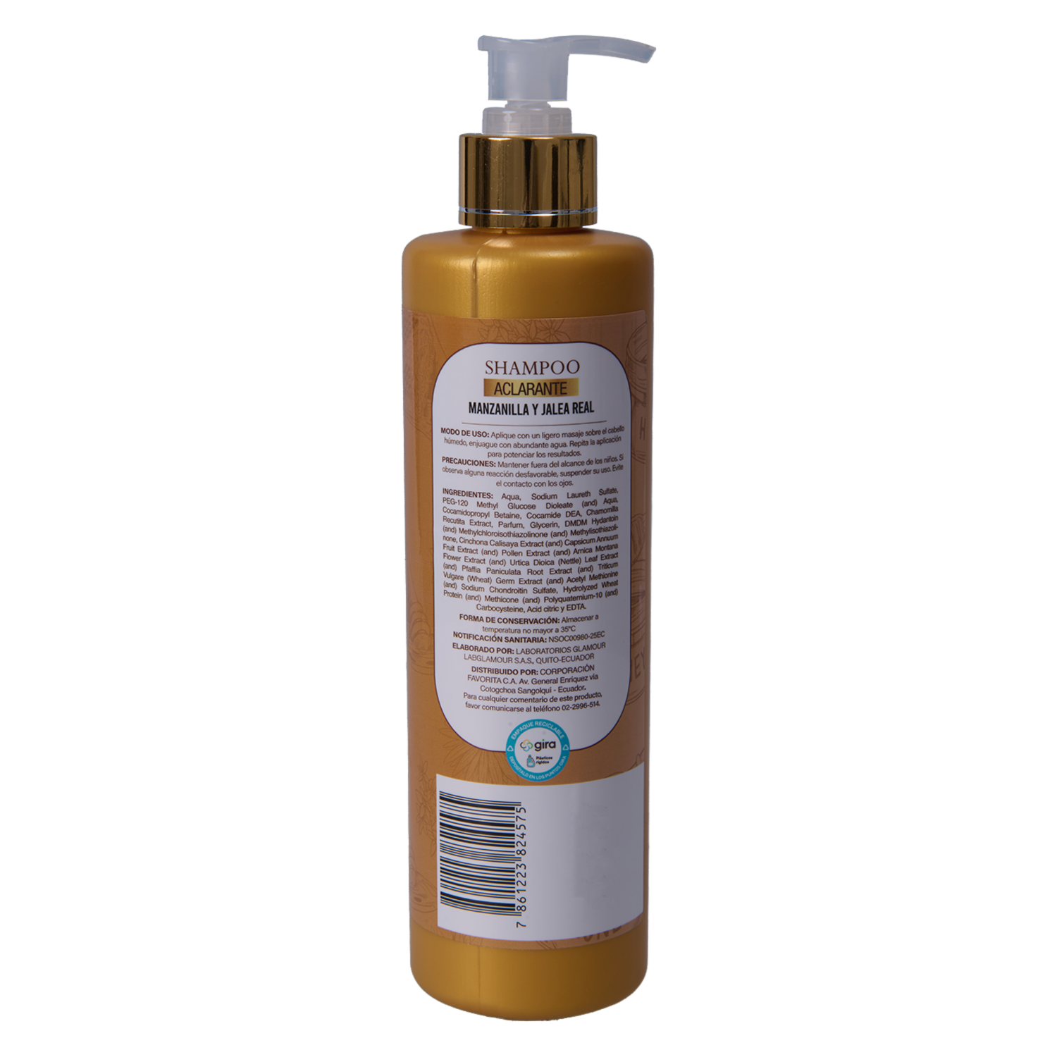 Shampoo De Cabello Aclarante Con Manzanilla Y jaléa Real GAMA 400 Ml