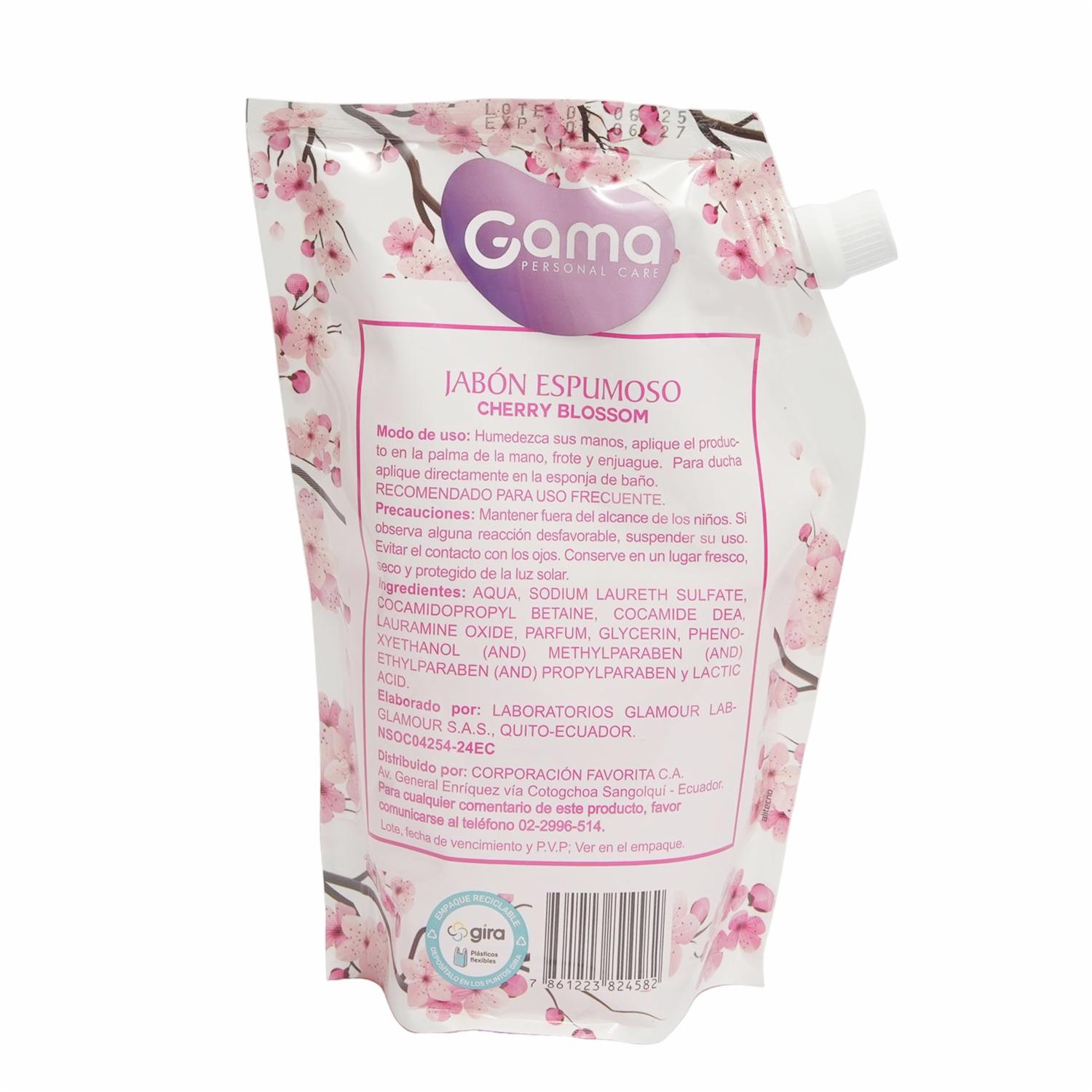 Jabón Espumoso Repuesto Fragancia Cherry Blossom GAMA 500 Ml