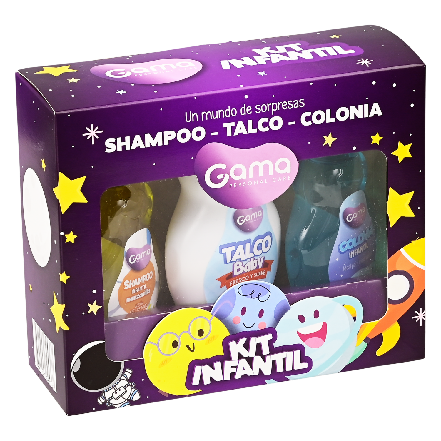 Estuche Infantil Shampoo-Talco-Colonia Un Mundo De Sorpresas GAMA 1 X100 G; 1 X 100 Ml; 1 X 100 Ml