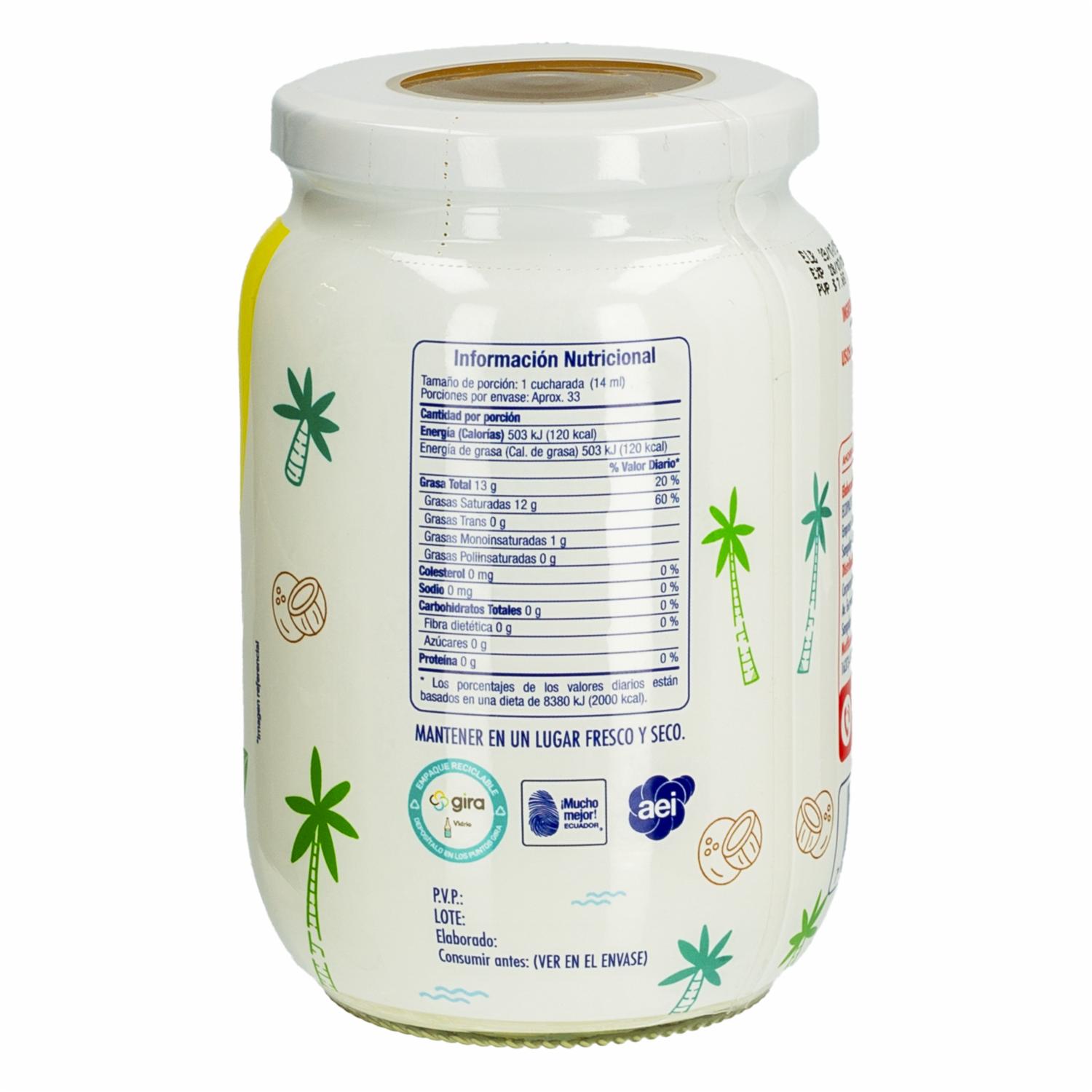 Aceite De Coco Extra Virgen LA ORIGINAL 455 G