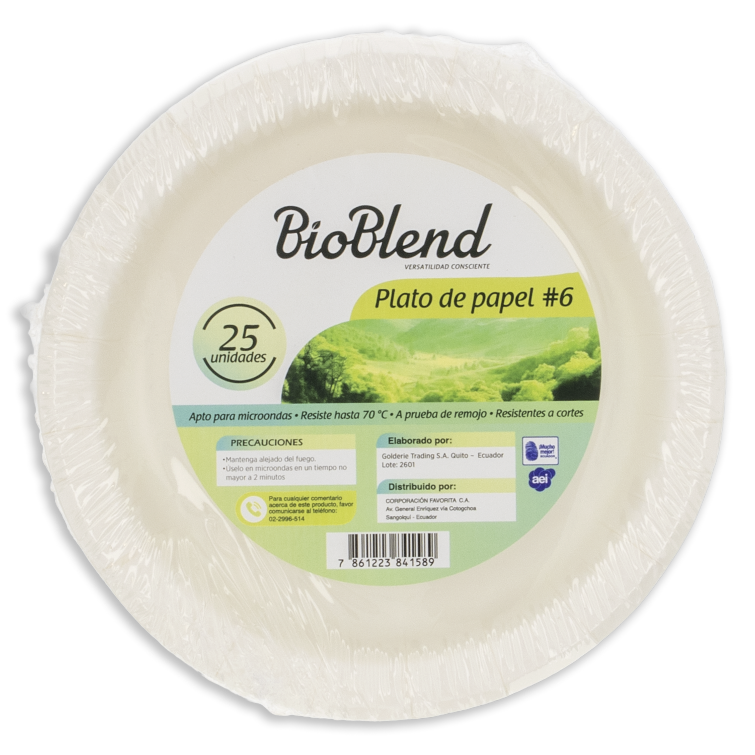 Plato Desechable #6 De Papel BIO BLEND X25 Uds