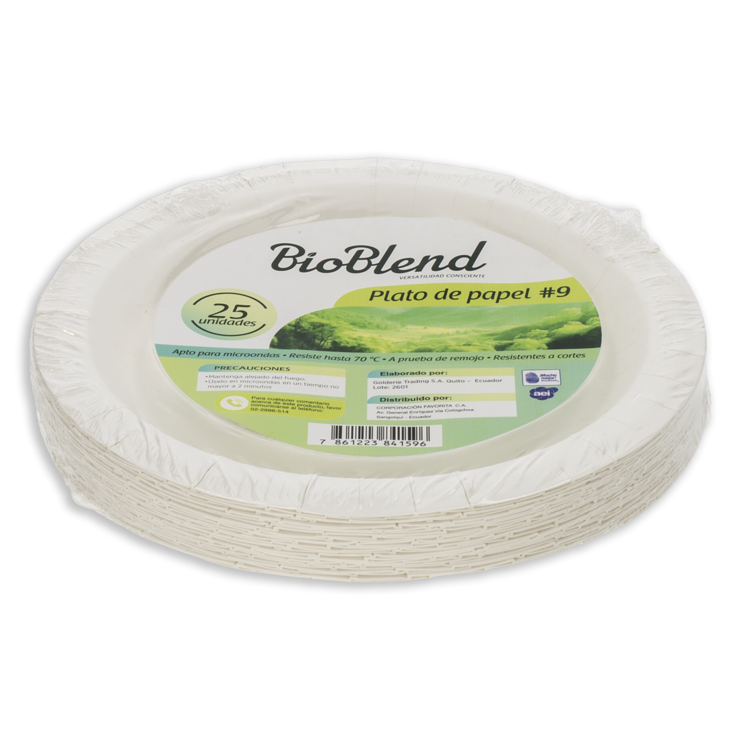 Plato Desechable #9 De Papel BIO BLEND X25 Uds