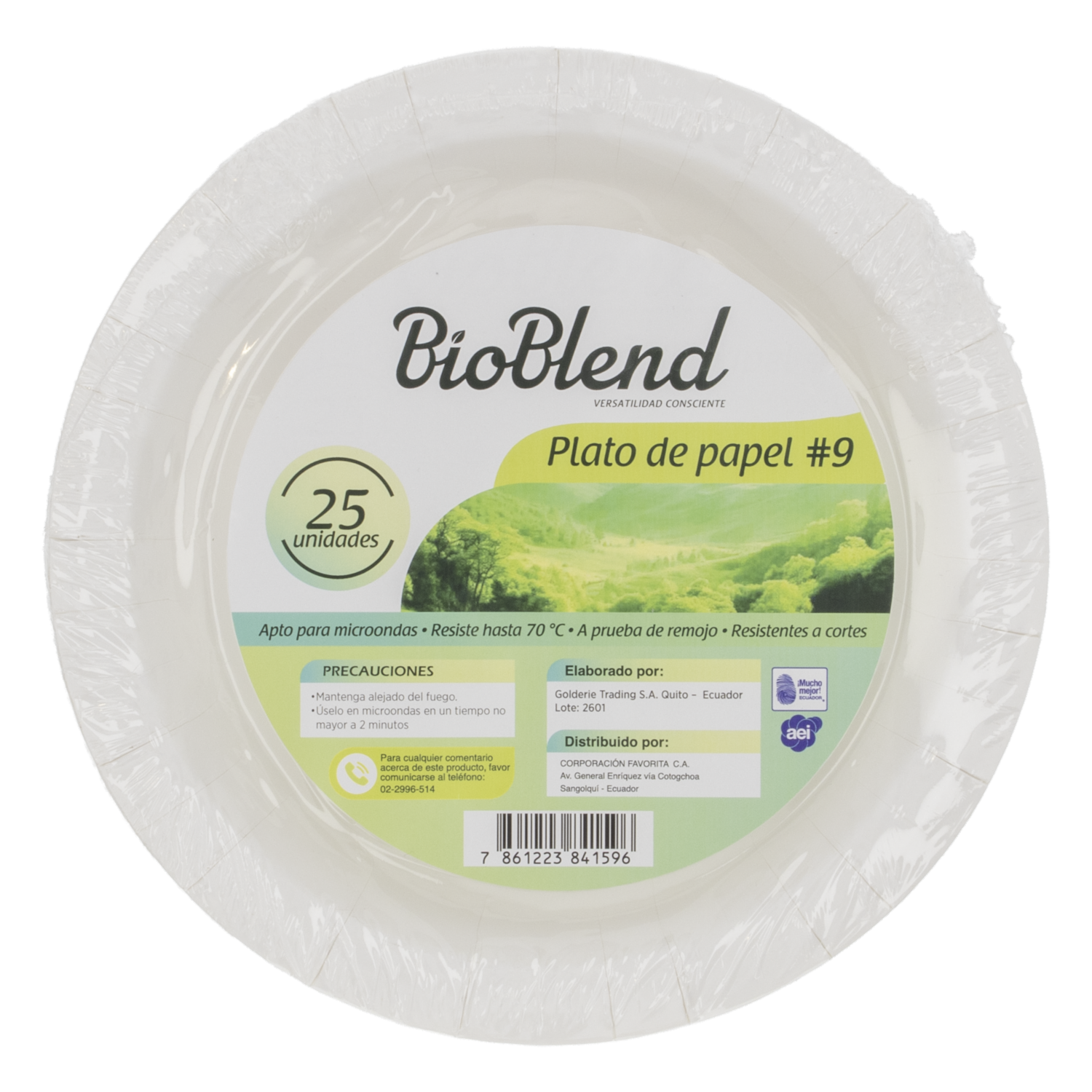 Plato Desechable #9 De Papel BIO BLEND X25 Uds