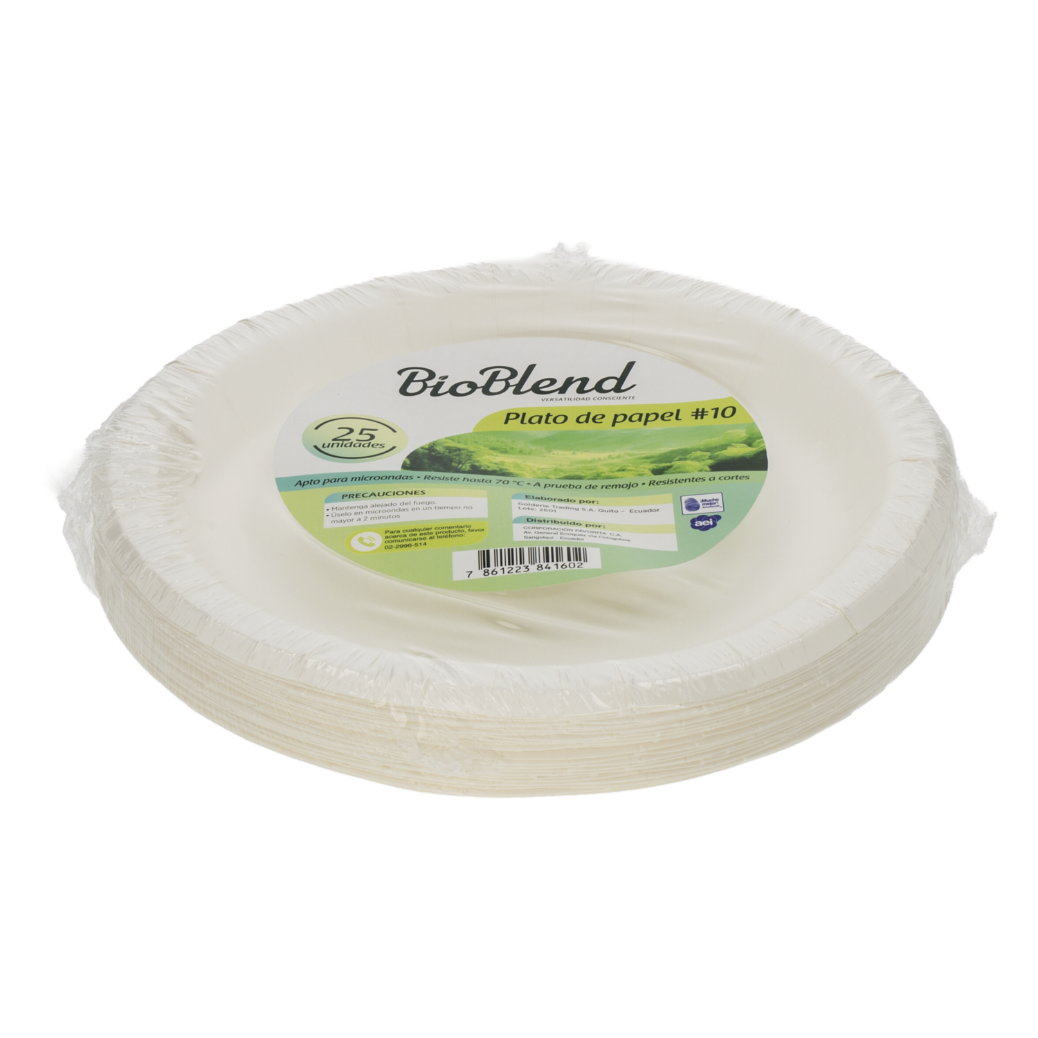 Plato Desechable #10 De Papel BIO BLEND X25 Uds