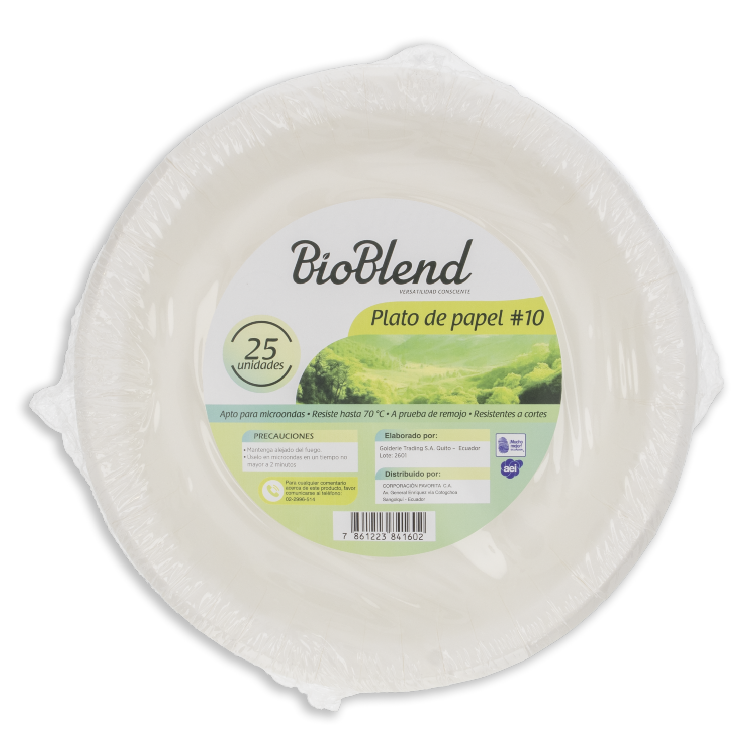 Plato Desechable #10 De Papel BIO BLEND X25 Uds