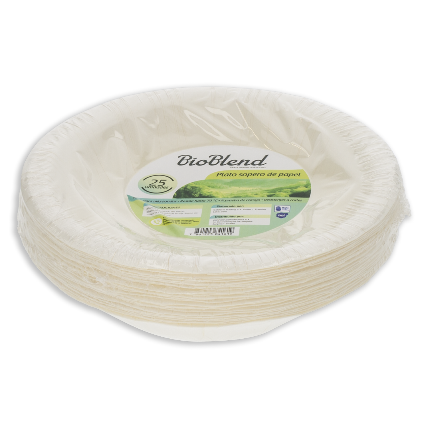 Plato Desechable Sopero De Papel BIO BLEND X25 Uds