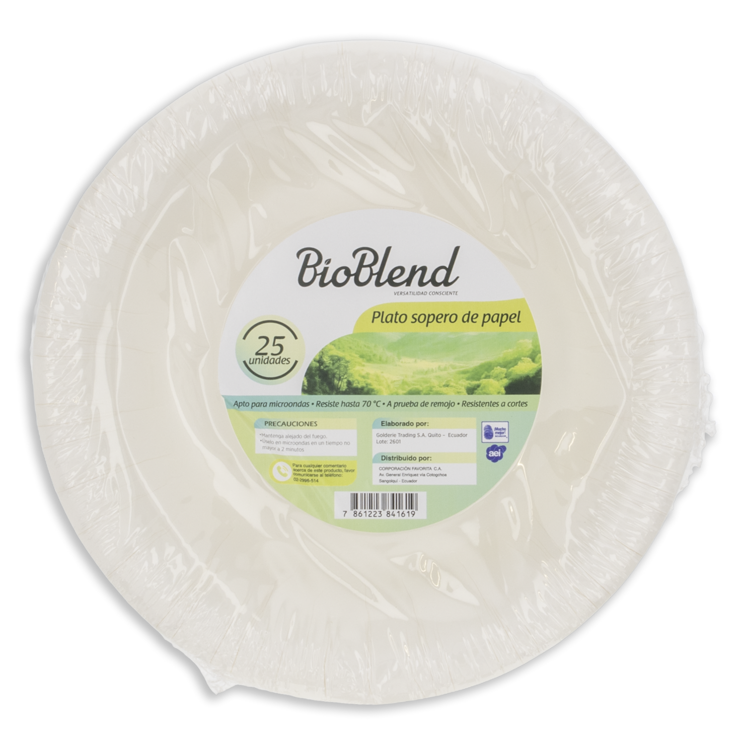 Plato Desechable Sopero De Papel BIO BLEND X25 Uds