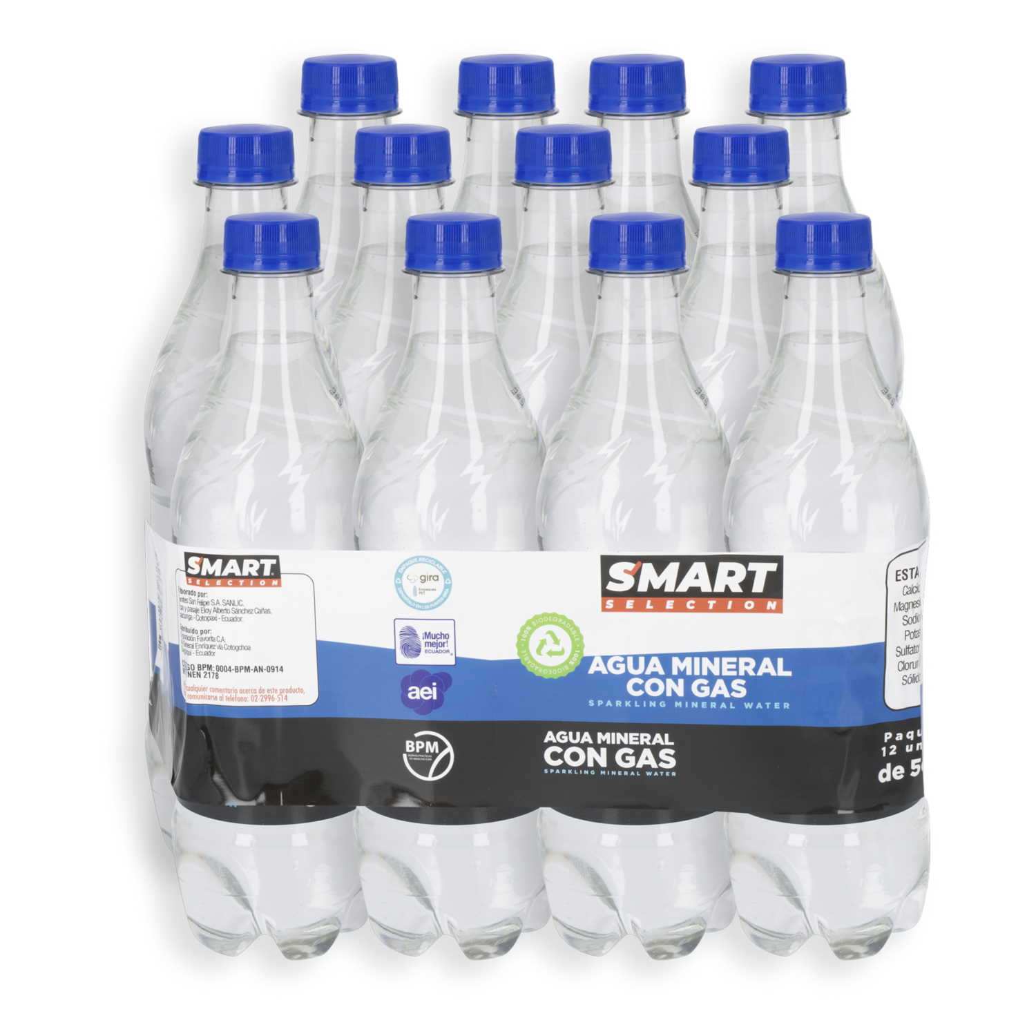 Agua Con Gas Natural SMART SELECTION 12 X 500 Ml