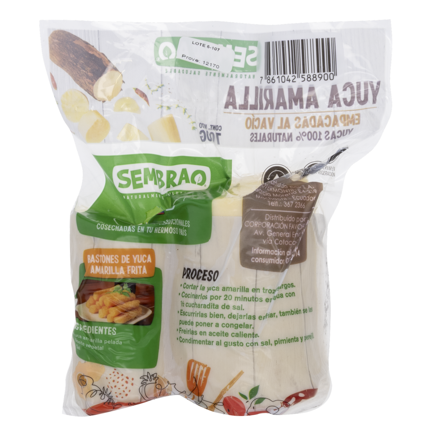 Yuca Amarilla Picada Empacada Al Vacío SEMBRAO 700 G