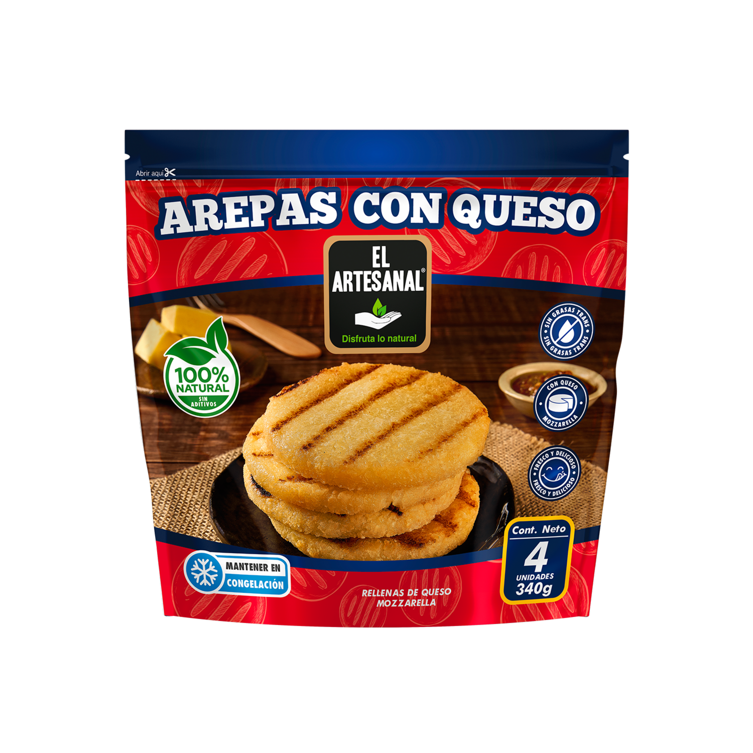 Arepas Con Queso Congelado EL ARTESANAL 340 G