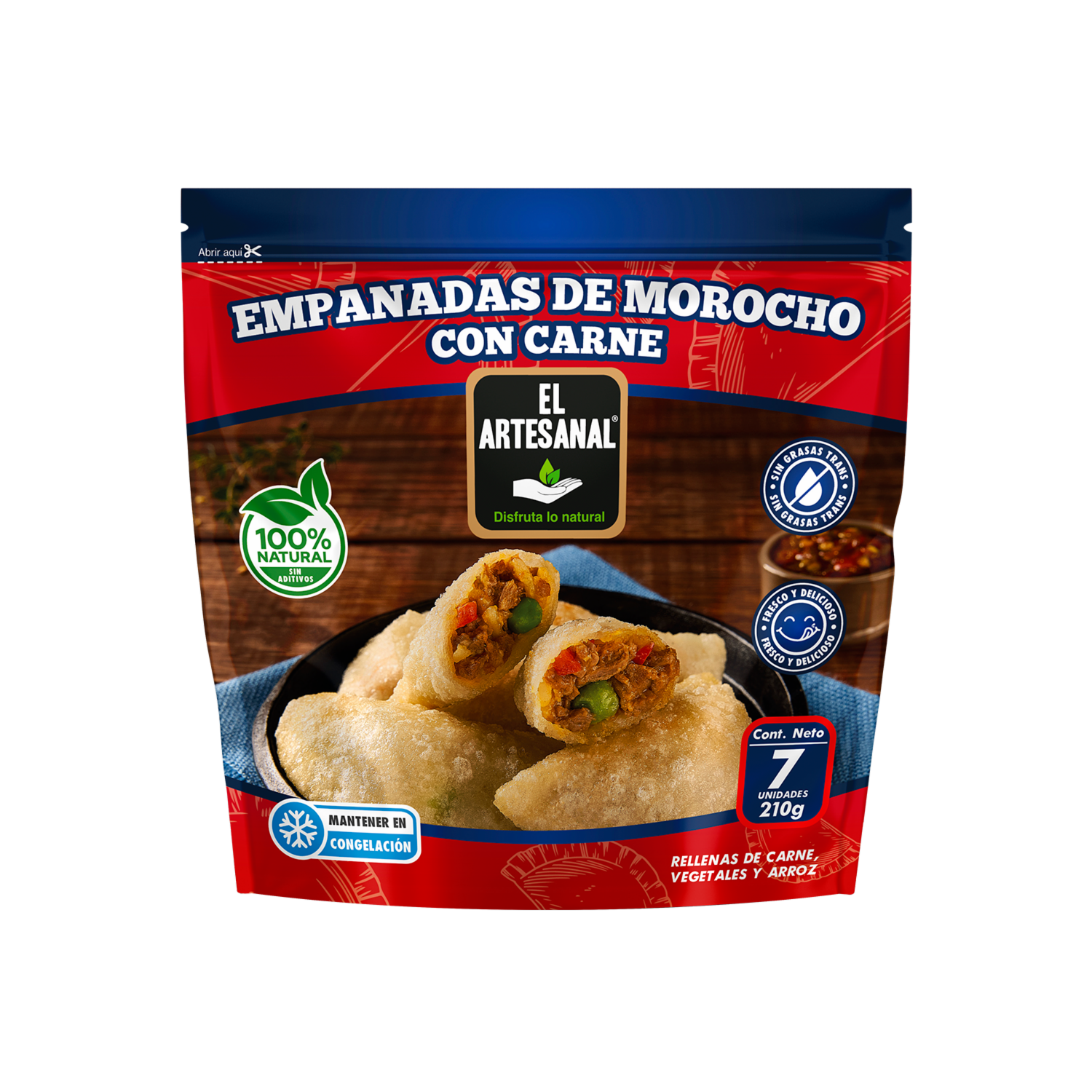 Empanadas De Morocho Con carne Congeladas EL ARTESANAL 210 G
