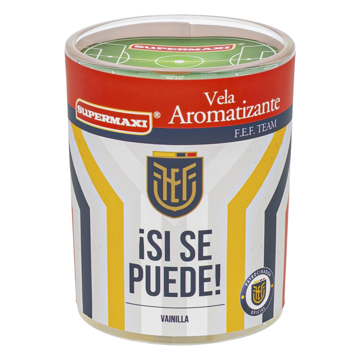 Vela Aromática De Vaso Diseño ¡Si Se Puede! Blanco Fragancia Vainilla FEF SUPERMAXI 200 G