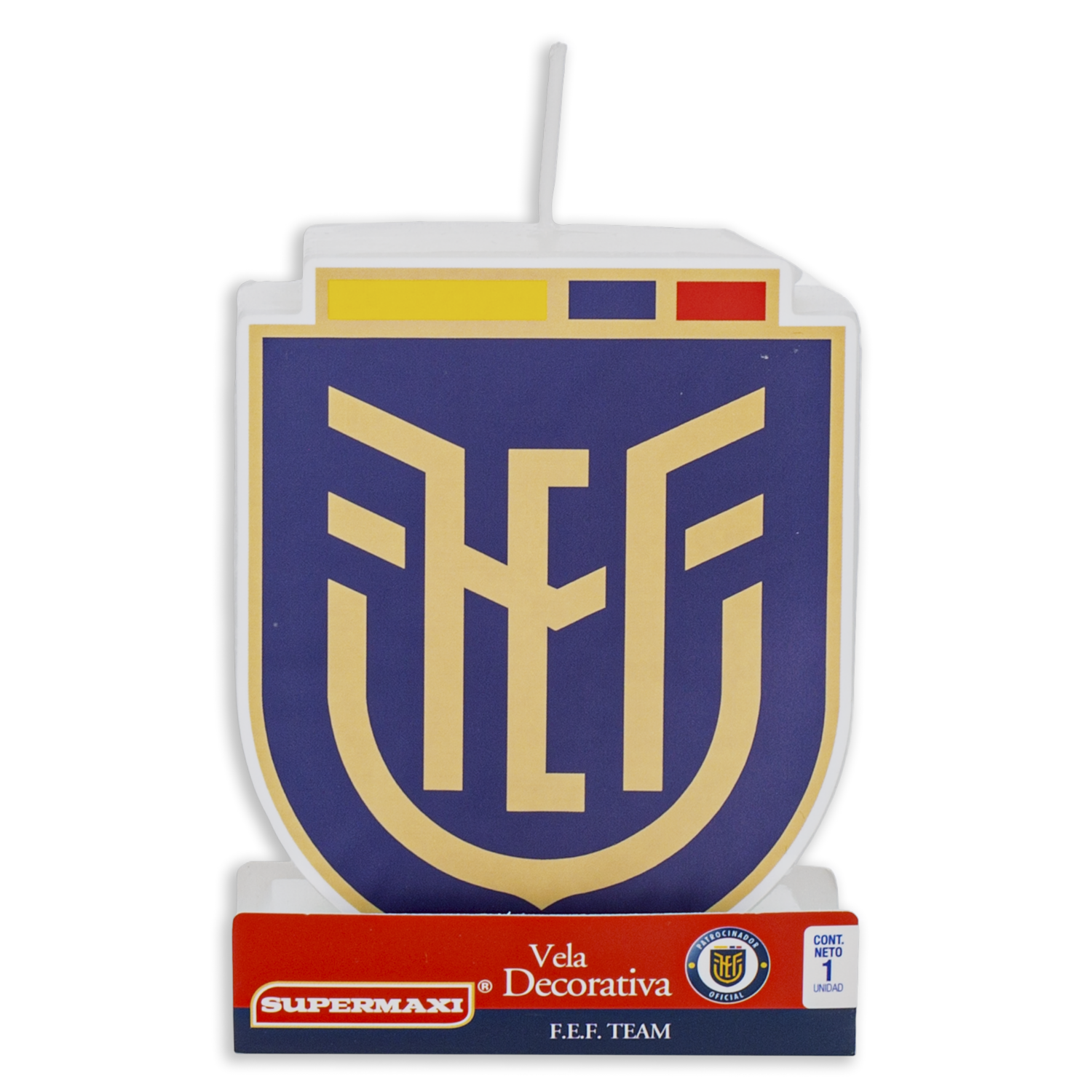 Vela Decorativa Diseño Escudo De La FEF SUPERMAXI Unidad