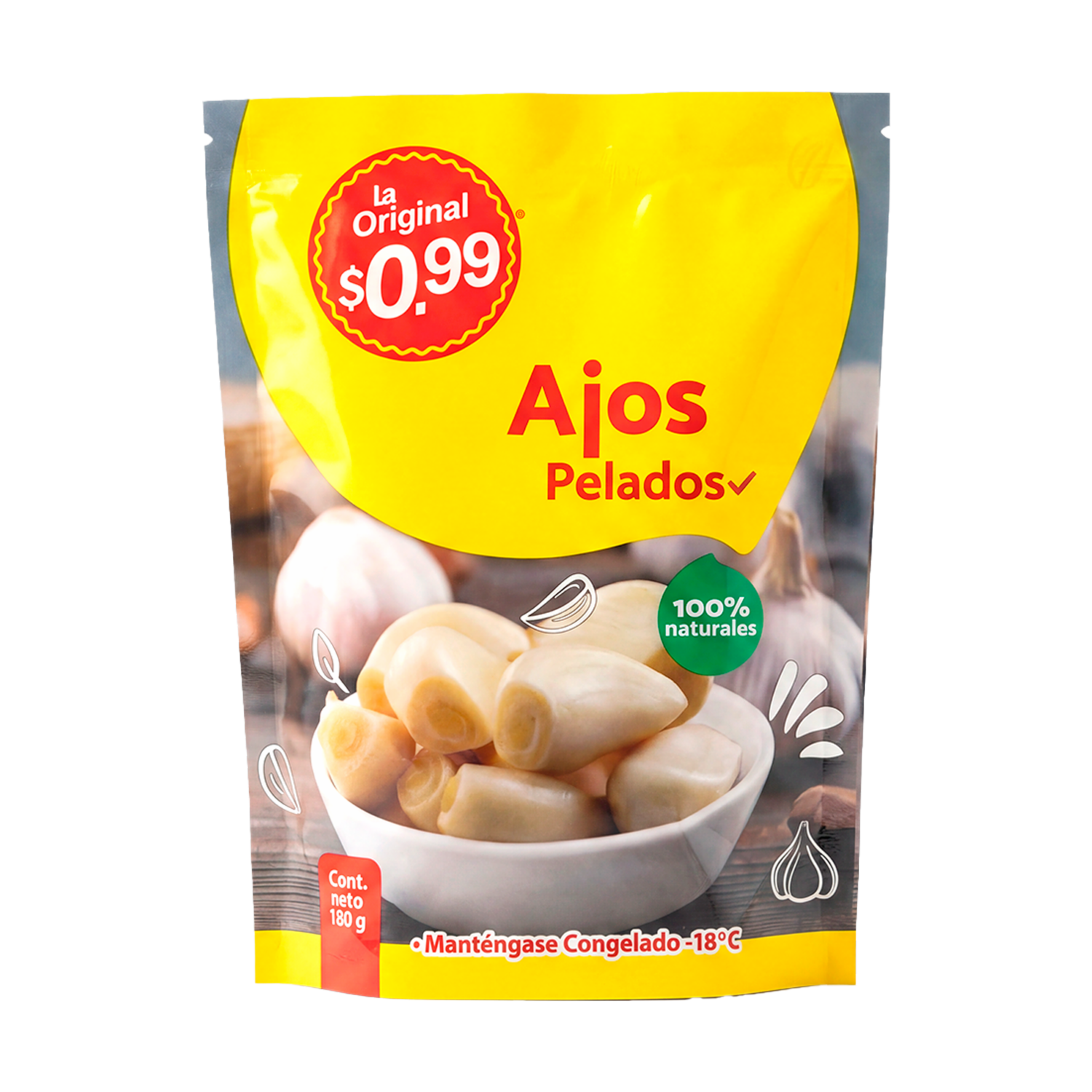 Ajo Pelado Congelado LA ORIGINAL 180 Gr