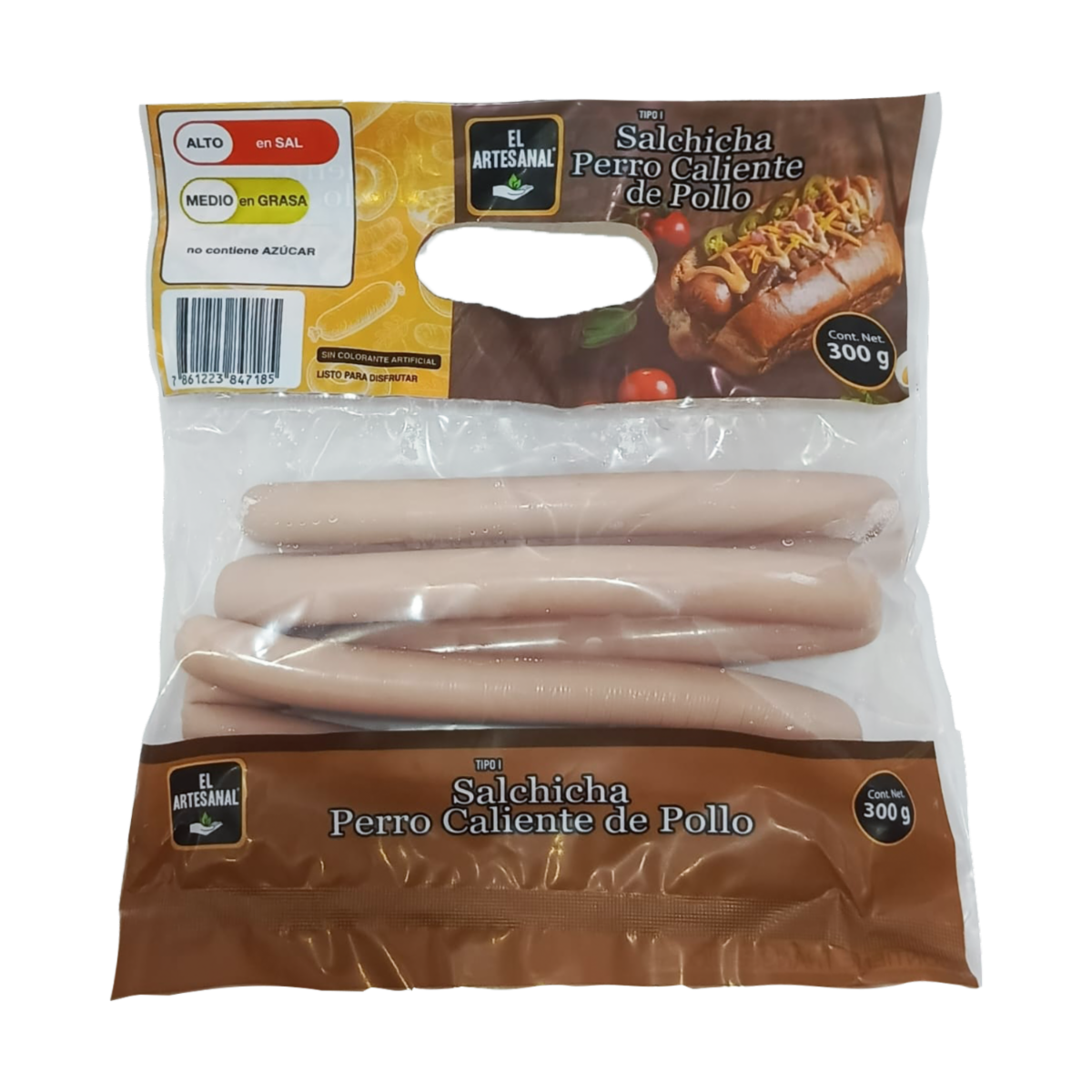 Salchicha Perro Caliente De Pollo EL ARTESANAL 300 G