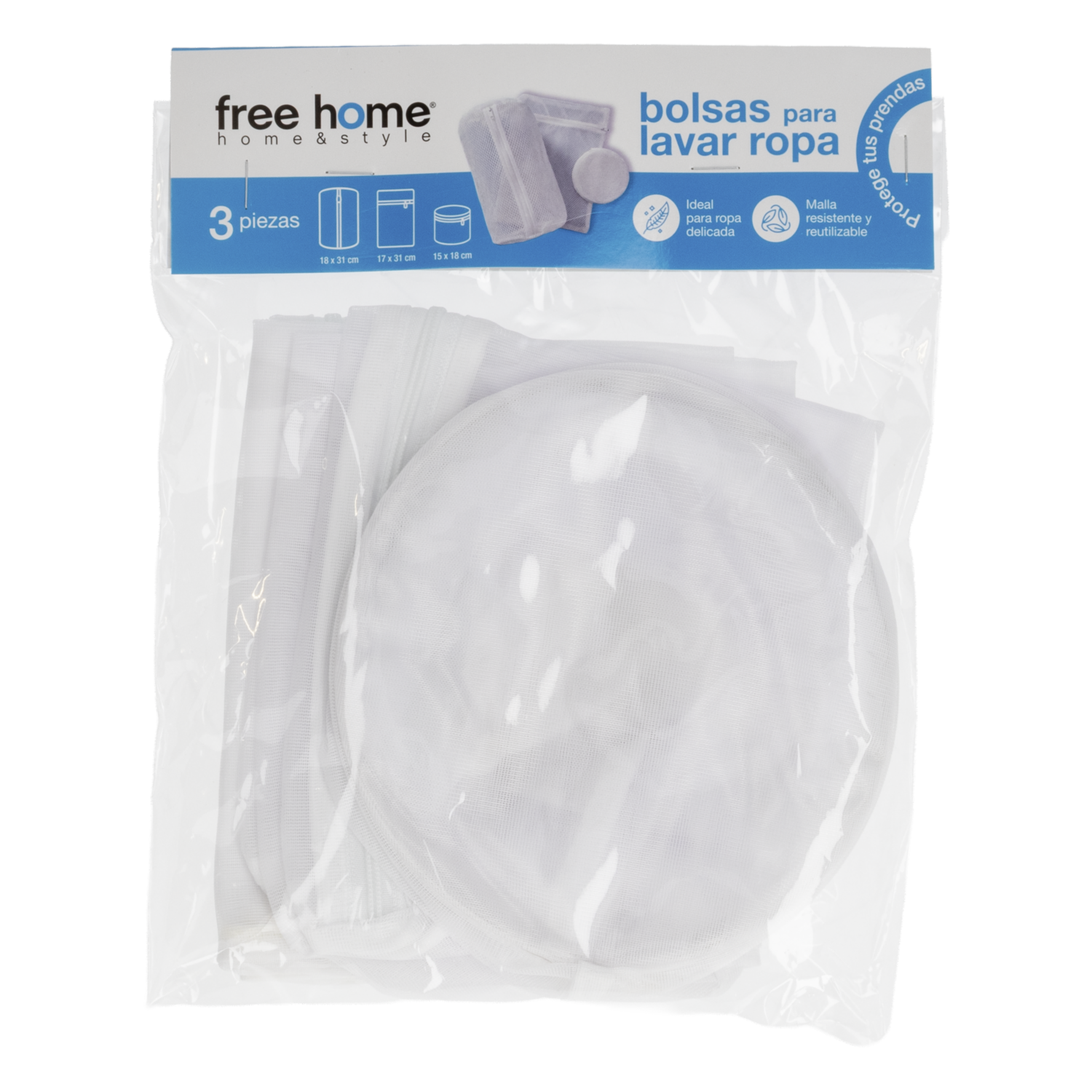 Bolsas Protectoras Para Lavar Ropa FREE HOME X3 Piezas