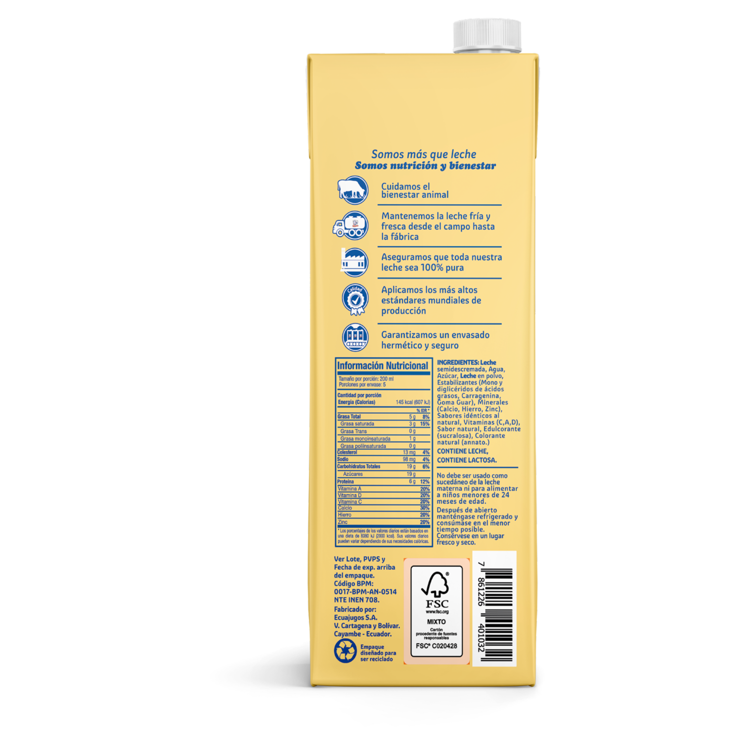 Leche Saborizada Semidescremada Sabor Vainilla LA VAQUITA 1 L