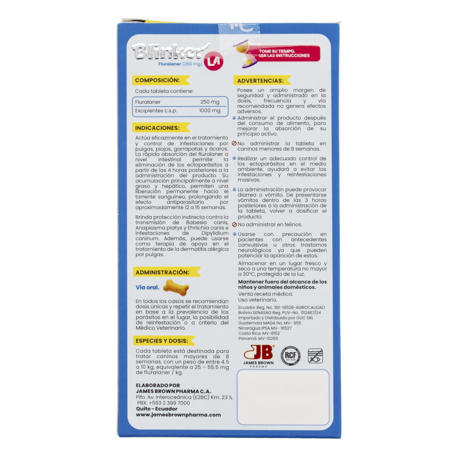 Antiparasitario Para Perros Externo Razas Pequeñas De 4,5-10Kg BLINKER 250 Mg