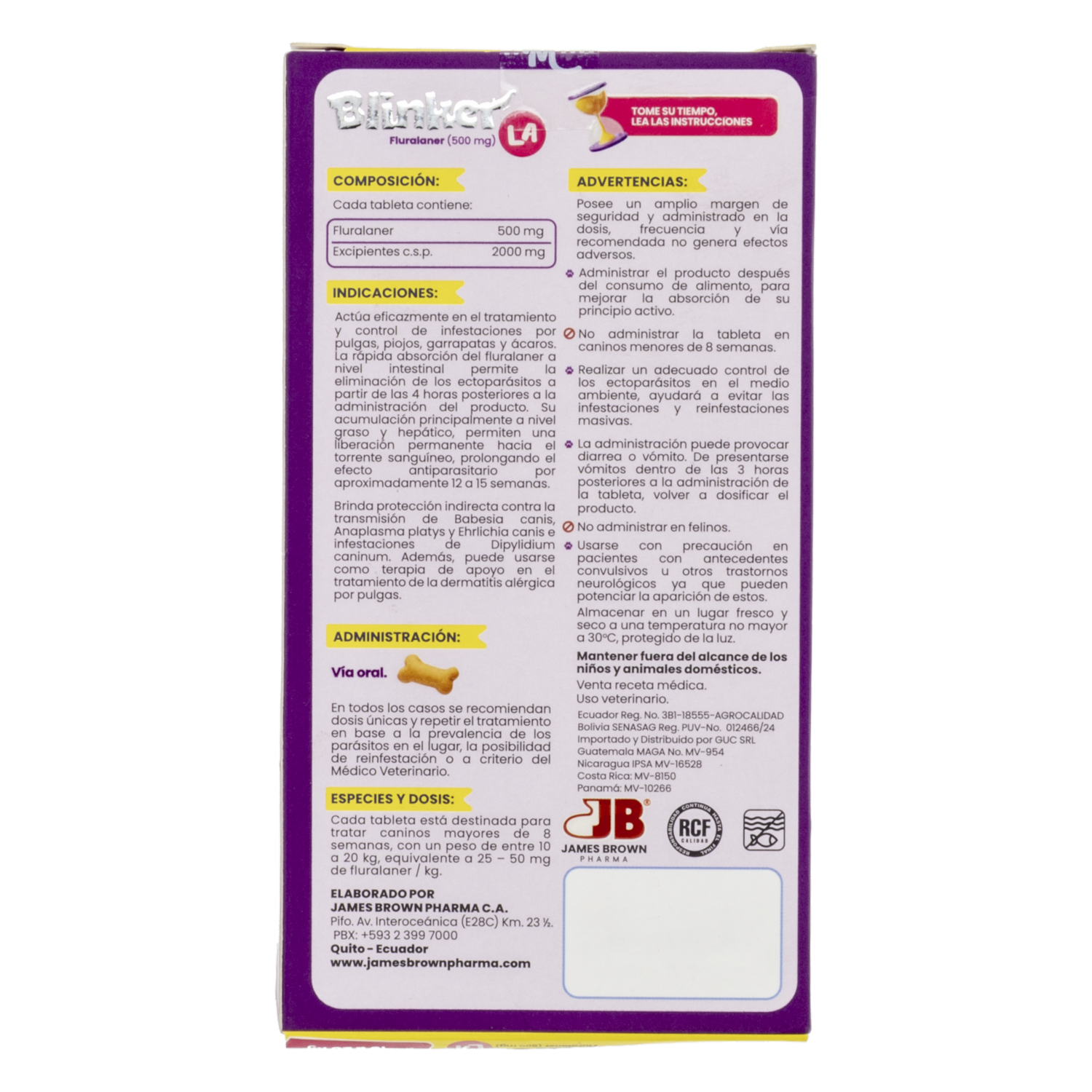 Antiparasitario Para Perros Externo Razas Medianas De 10-20Kg BLINKER 500 Mg