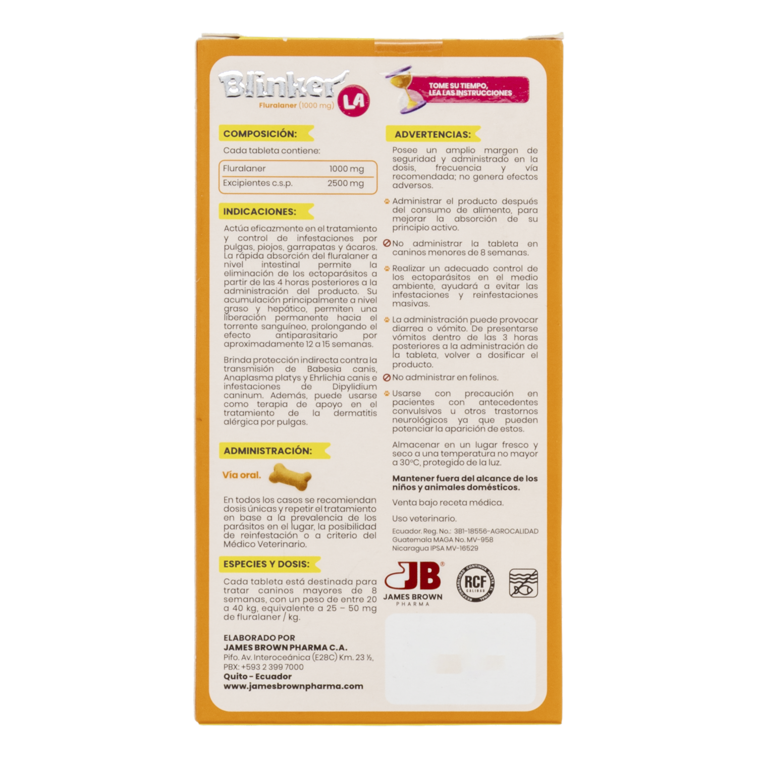 Antiparasitario Para Perros Externo Razas Grandes De 20-40Kg BLINKER 1000 Mg